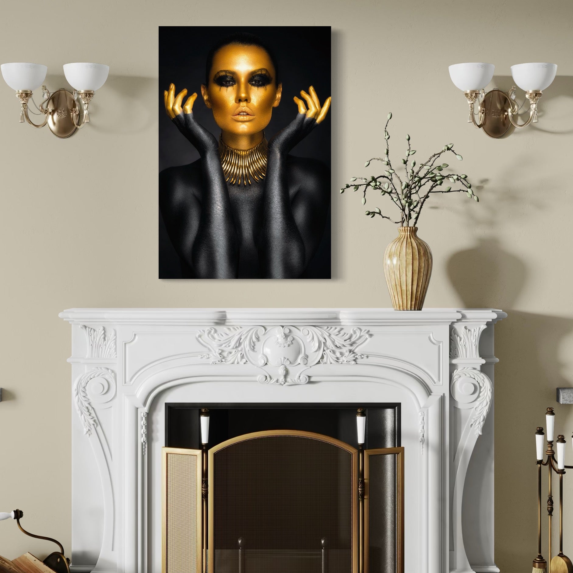 Tablou Canvas Premium LuxCanva® C1090, Wakanda Beauty , Gold, Femeie, Privire, Wakanda, Living Room, Bedroom, Relaxare, Culori Vibrante