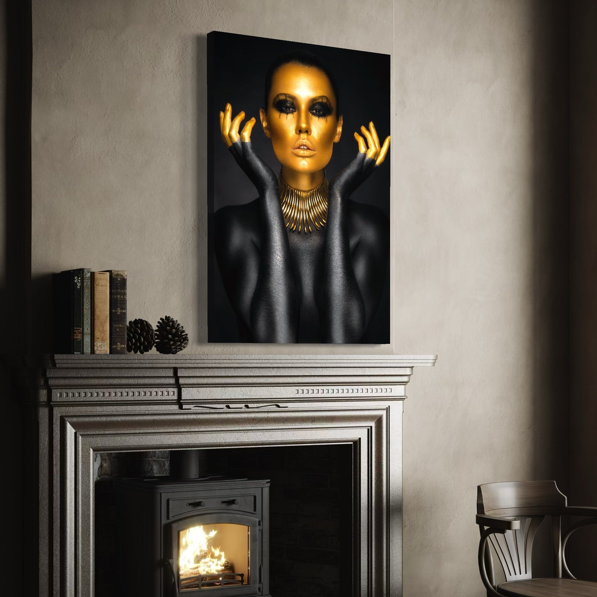 Tablou Canvas Premium LuxCanva® C1090, Wakanda Beauty , Gold, Femeie, Privire, Wakanda, Living Room, Bedroom, Relaxare, Culori Vibrante