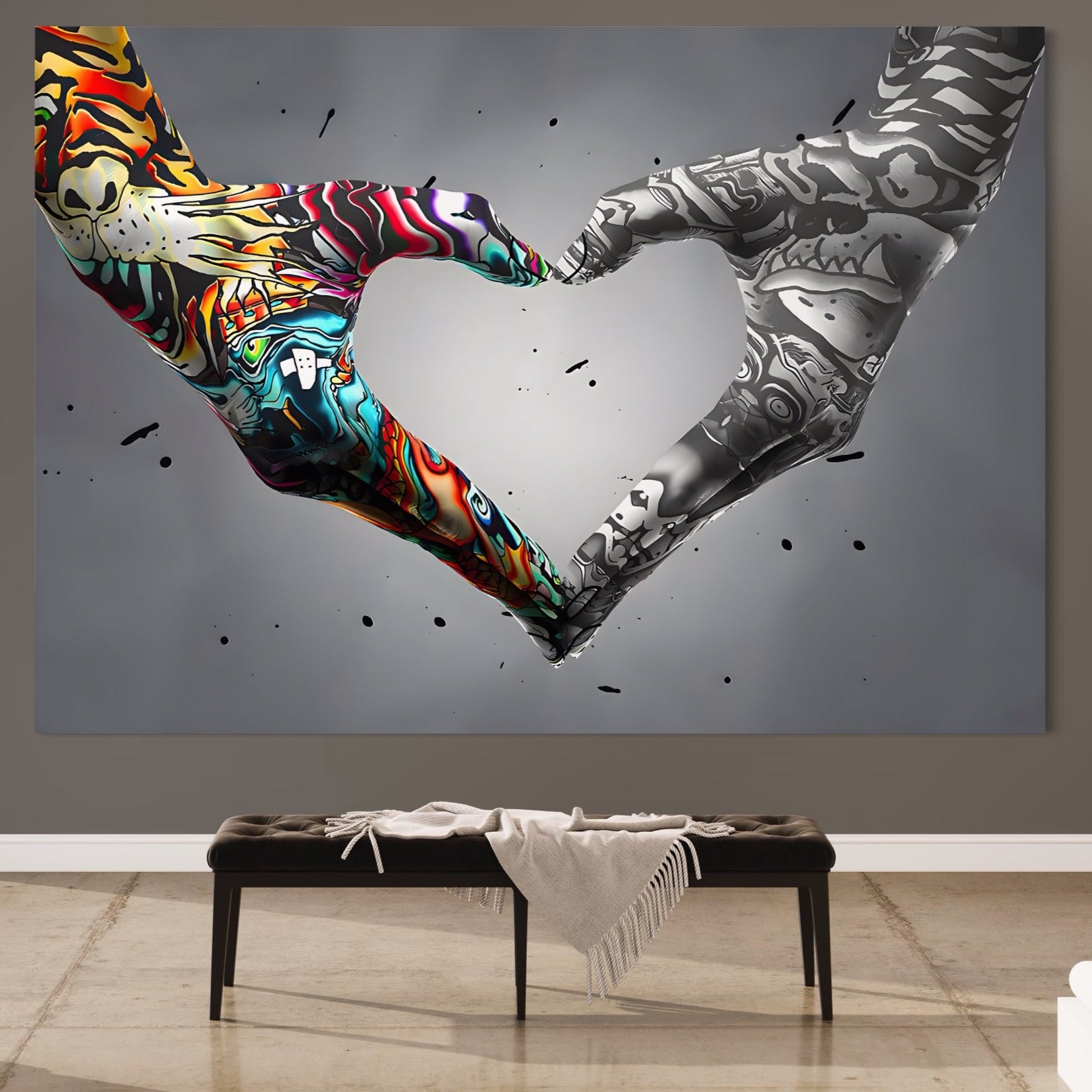 Tablou Canvas Premium LuxCanva® A1215, Heart Hands , Decorativ, Inima, Living, Love, Iubire, Dormitor, Culori Vibrante
