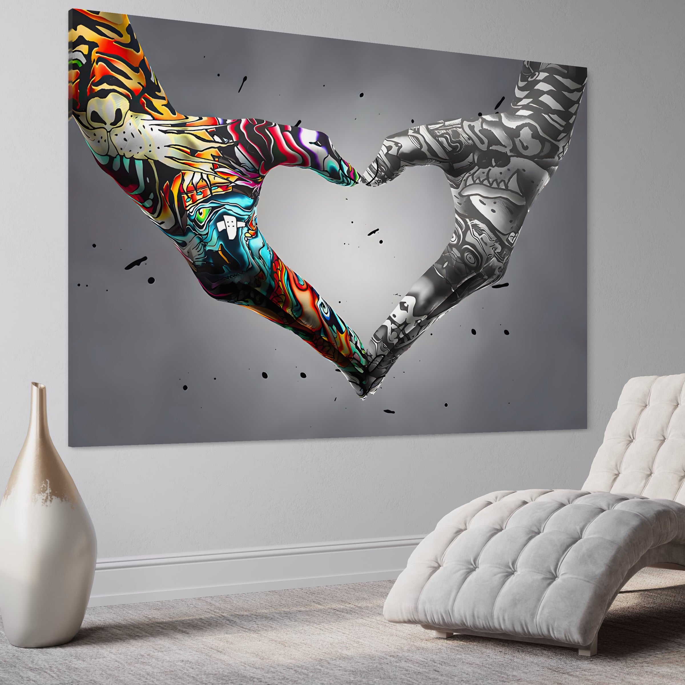 Tablou Canvas Premium LuxCanva® A1215, Heart Hands , Decorativ, Inima, Living, Love, Iubire, Dormitor, Culori Vibrante