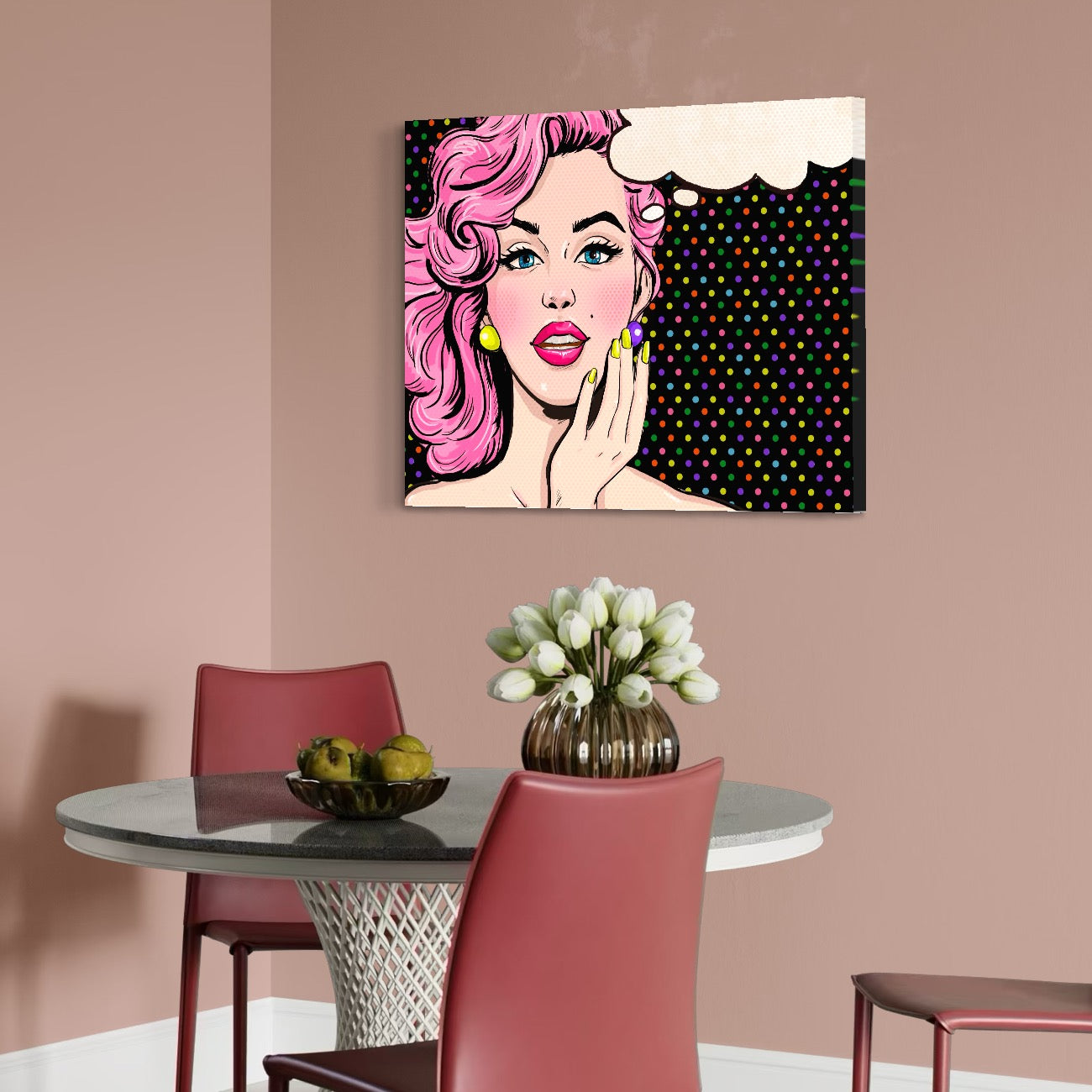 Tablou Canvas Premium LuxCanva® C1091, Pin Up Girl ,  Femeie, Pin Up, Colours, Living Room, Bedroom, Relaxare, Culori Vibrante
