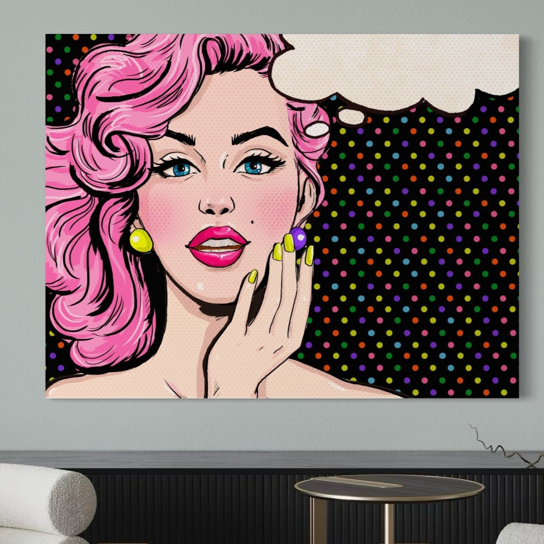 Tablou Canvas Premium LuxCanva® C1091, Pin Up Girl ,  Femeie, Pin Up, Colours, Living Room, Bedroom, Relaxare, Culori Vibrante