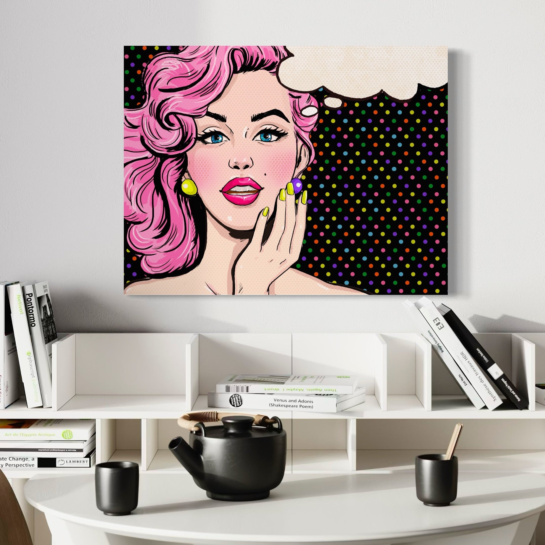 Tablou Canvas Premium LuxCanva® C1091, Pin Up Girl ,  Femeie, Pin Up, Colours, Living Room, Bedroom, Relaxare, Culori Vibrante