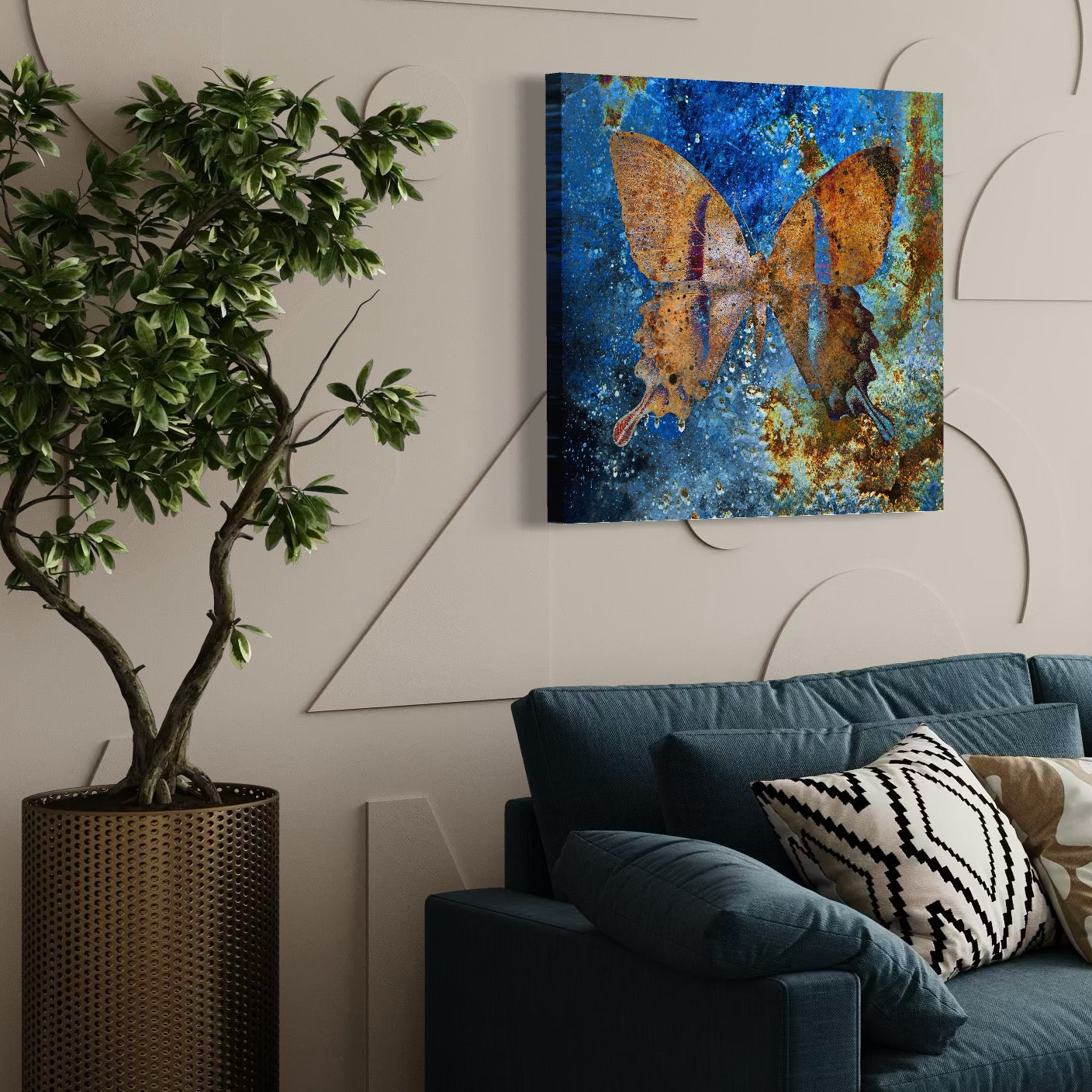 Tablou Canvas Premium LuxCanva® C1094, Cosmic Butterlfly , Fluture, Cosmos, Stele, Living Room, Bedroom, Relaxare, Culori Vibrante