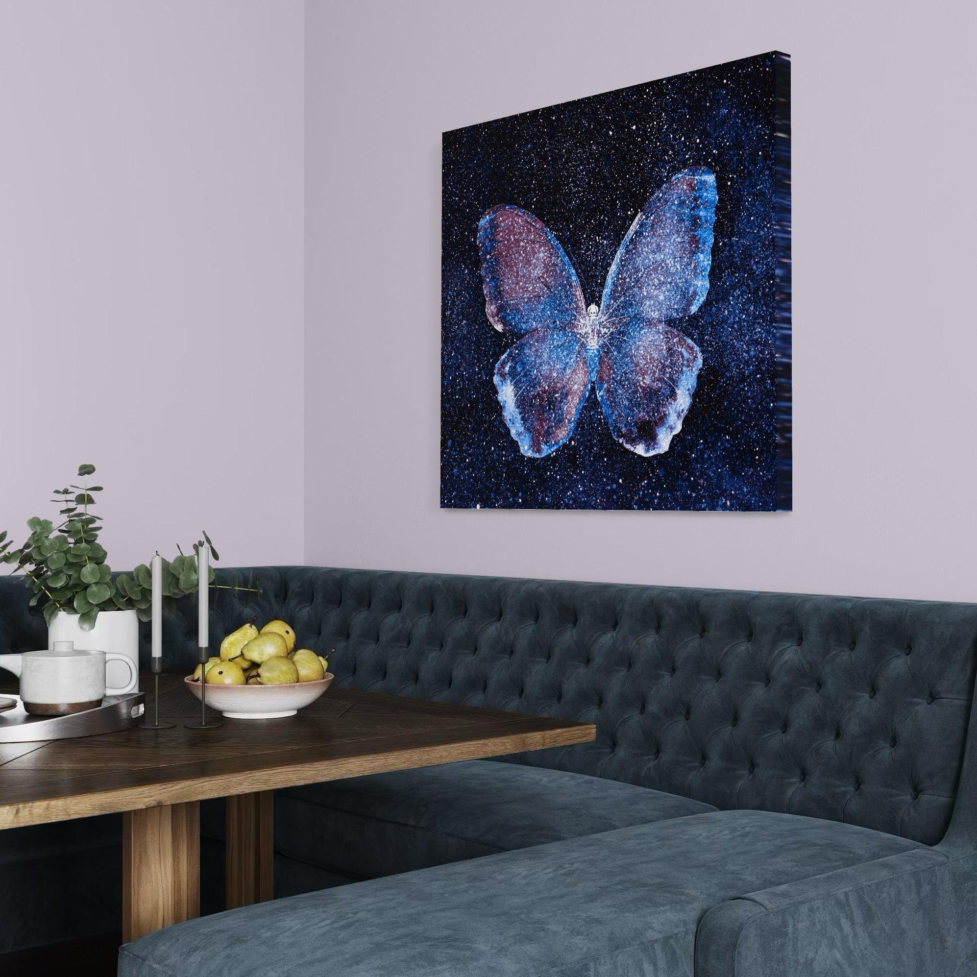 Tablou Canvas Premium LuxCanva® C1099, Fluture Stralucitor , Lumini, Fluture, Living Room, Office, Relaxare, Culori Vibrante