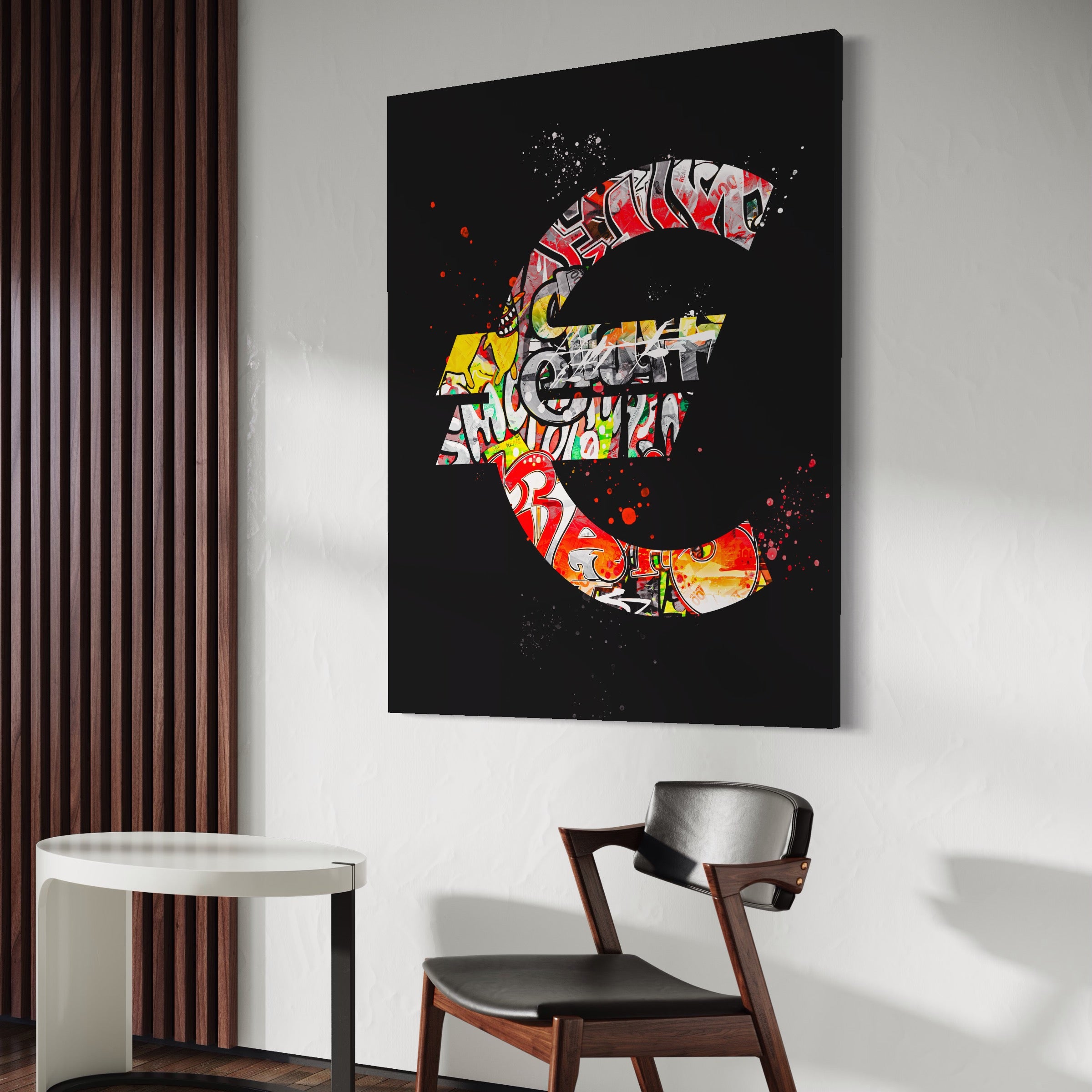 Tablou Canvas Premium LuxCanva® A1206, The Euro Sign , Decorativ, Birou, Graffiti Euro, Bani, Living, Culori Vibrante