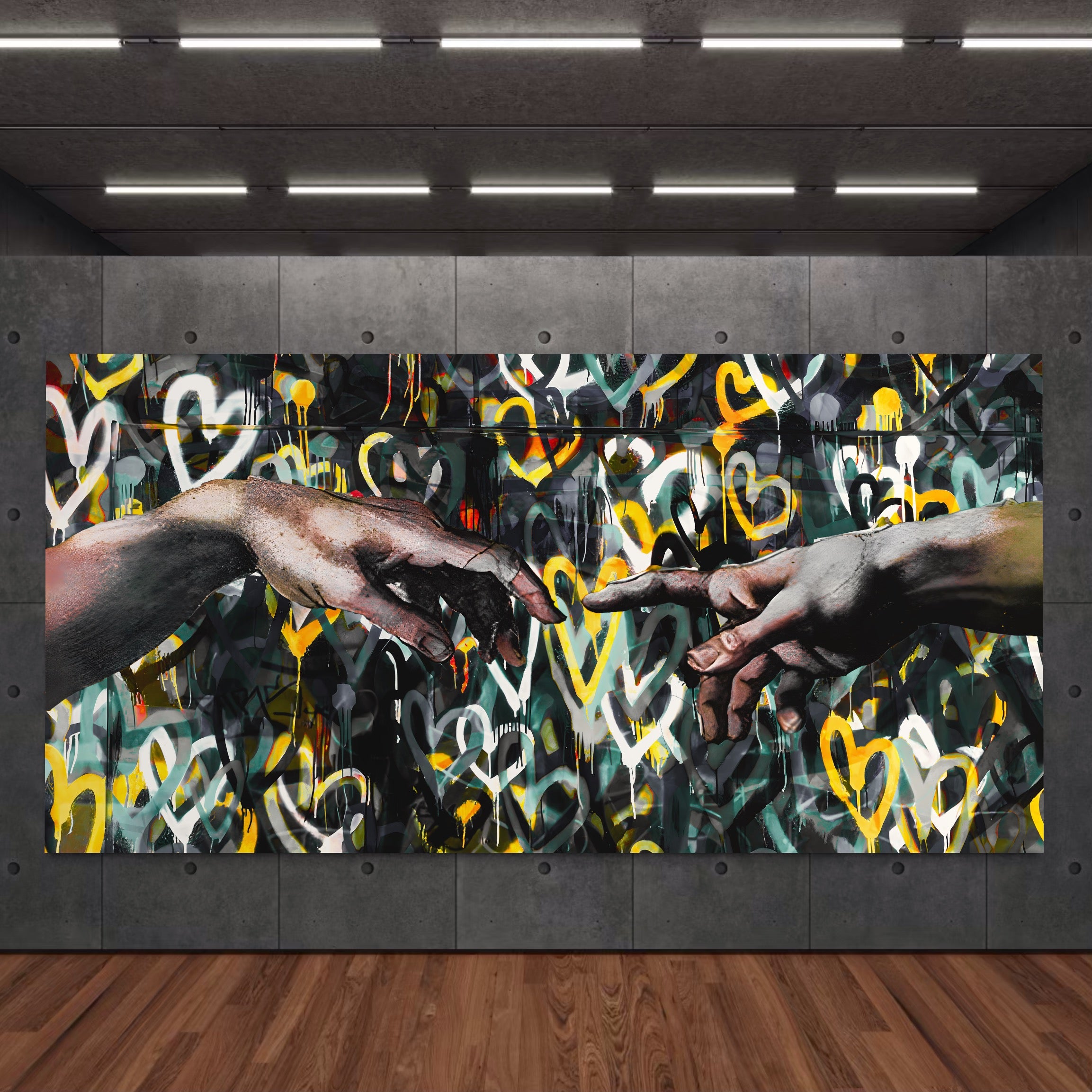 Tablou Canvas Premium LuxCanva® A1203, 2Hands Love , Decorativ, Dormitor, Iubire, Cuplu, Living, Inimi Colorate, Culori Vibrante