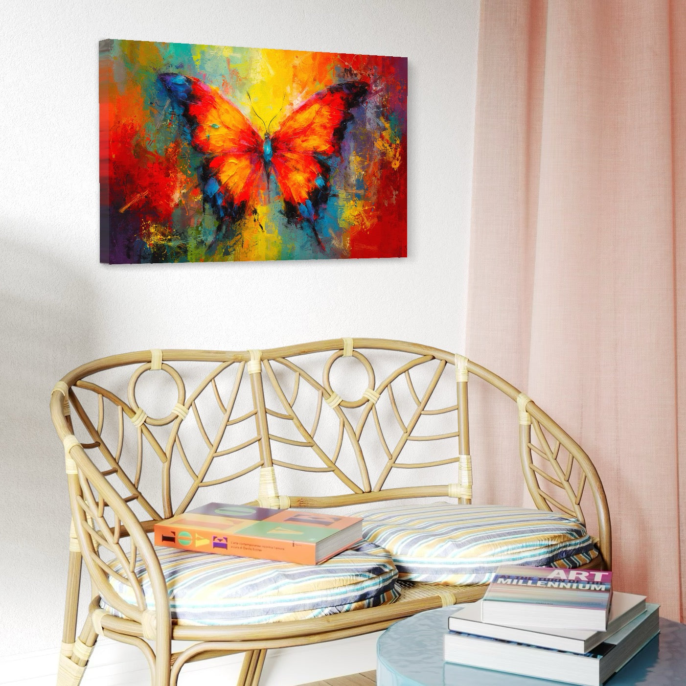 Tablou Canvas Premium LuxCanva® C1101, Fluture Viu Colorat , Culori, Fluture, Living Room, Bedroom, Relaxare, Culori Vibrante