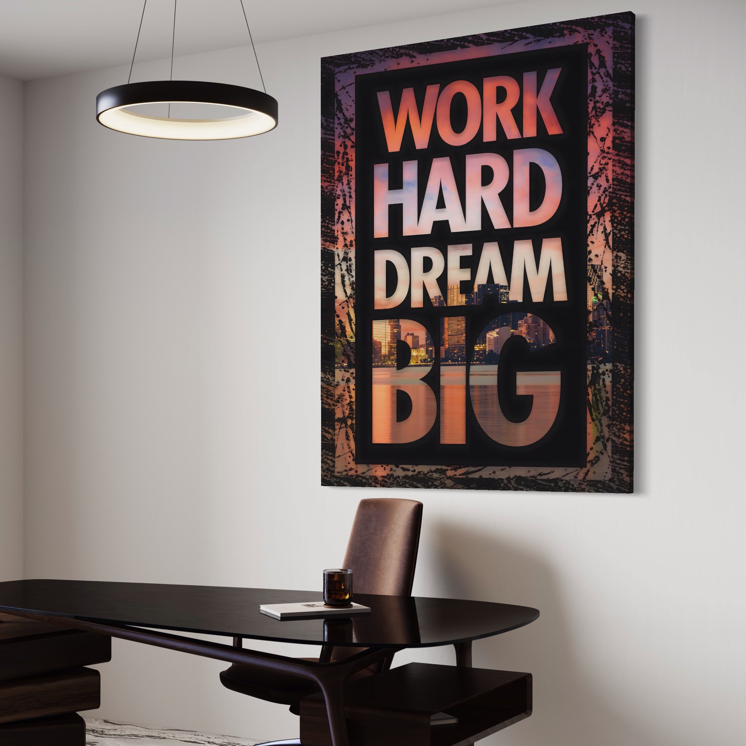 Tablou Canvas Premium LuxCanva® A1202, Work Hard , Decorativ, Birou, Vis, Motivational, Living, Culori Vibrante