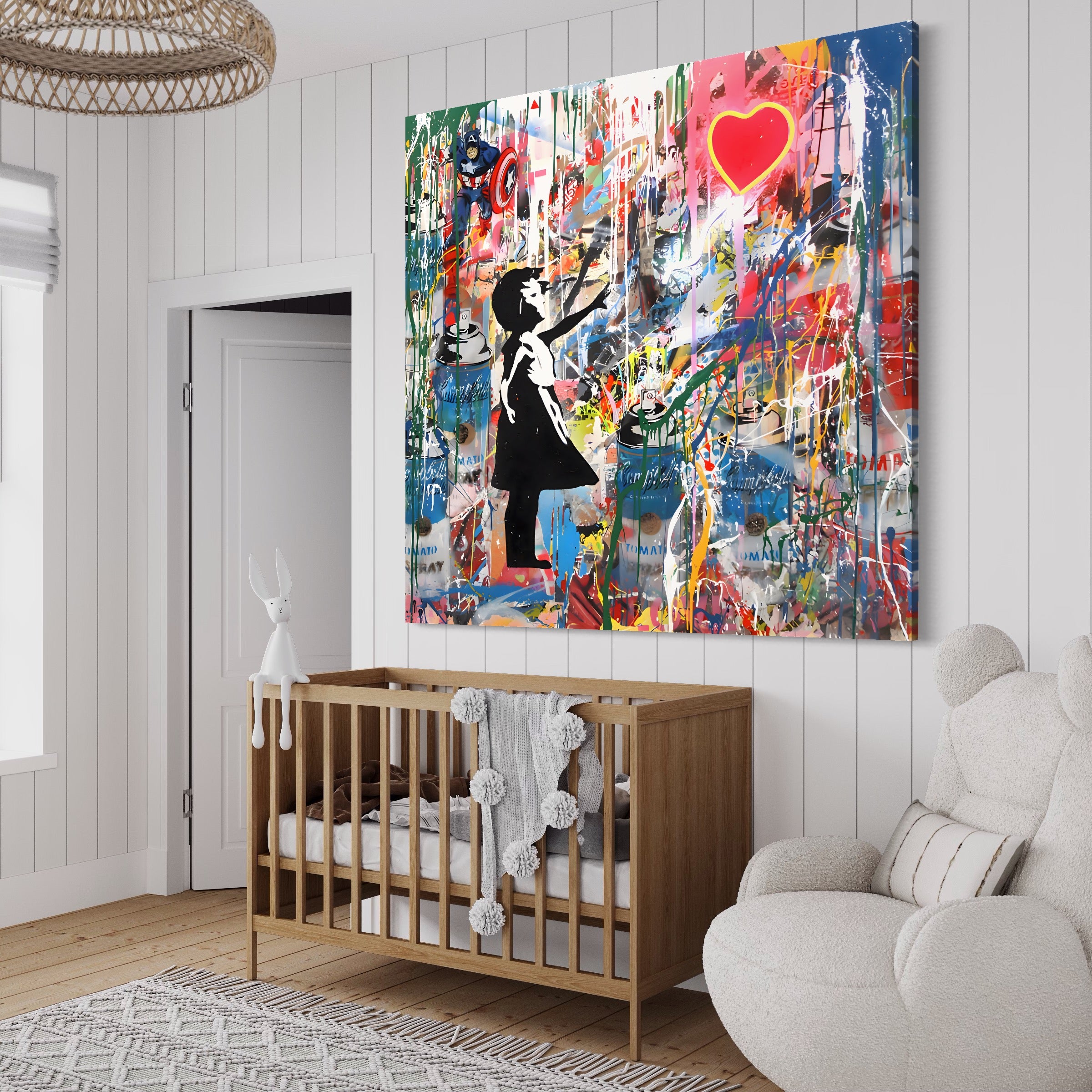 Tablou Canvas Premium LuxCanva® A1201, Happy Child , Decorativ, Dormitor, Multicolor, Inima, Camera Copil, Culori Vibrante
