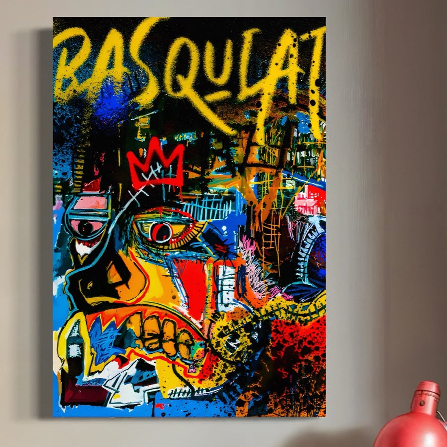 Tablou Canvas Premium LuxCanva® C1106: pop art abstract cu față, culori vibrante și stil modern-ideal pentru decor de game room sau relaxare. Calitate premium LuxCanva®.