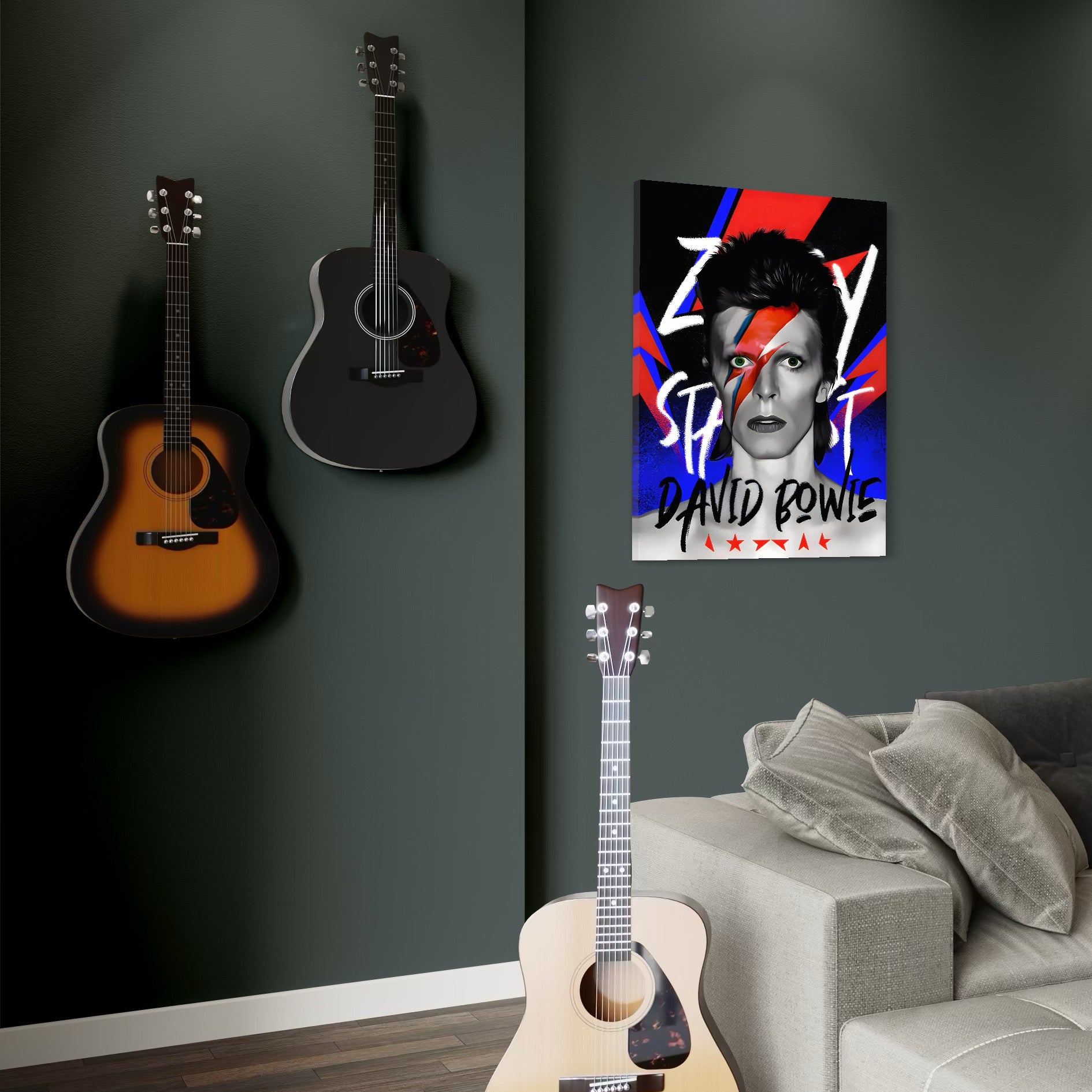 Tablou Canvas Premium LuxCanva® C1107, Portrait Of David Bowie , Culori, Artist, Singer, Game Room, Bar, Relaxare, Culori Vibrante