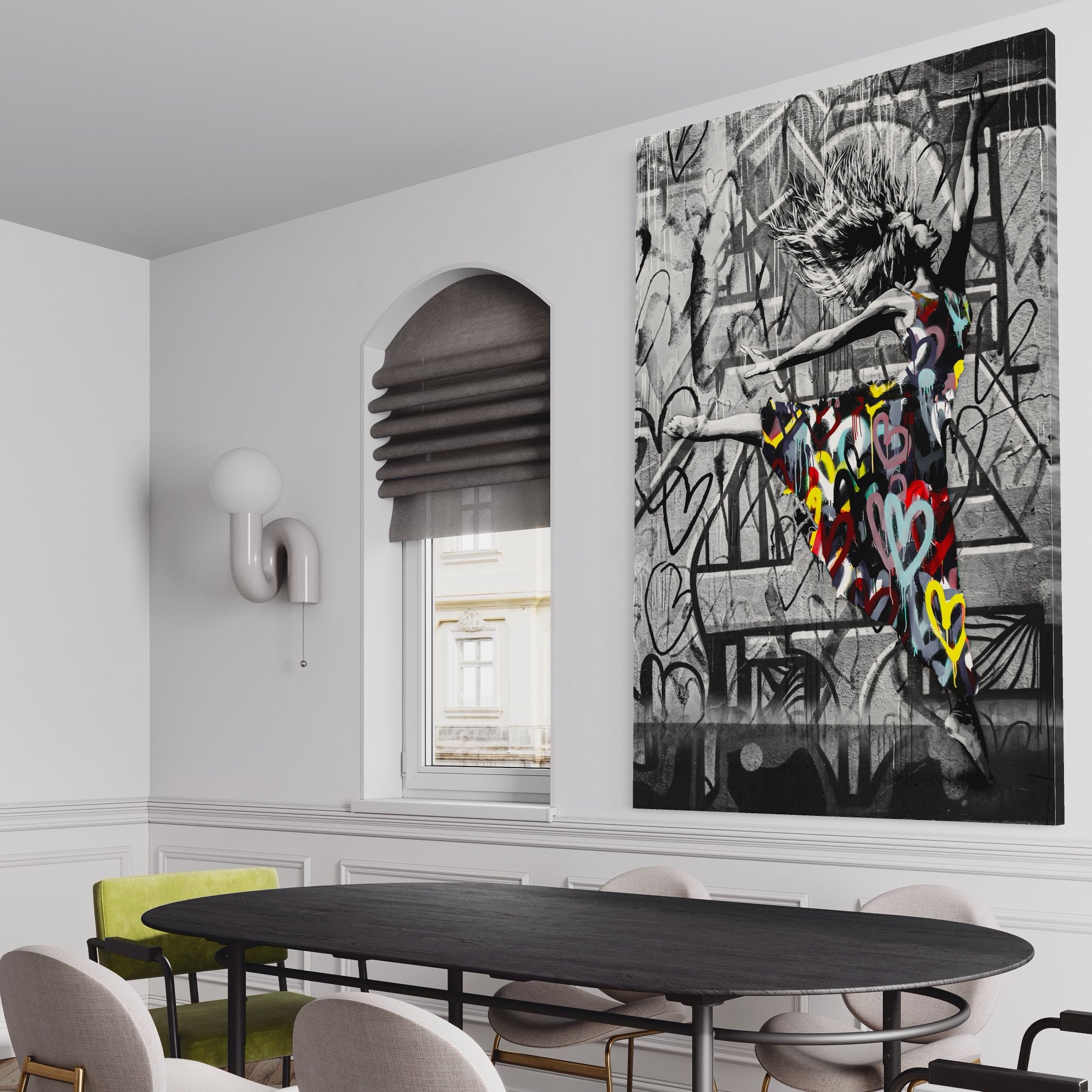 Tablou Canvas Premium LuxCanva® A1193, Beautiful Girl , Dressing, Balerina, Inimi Colorate, Dansatoare, Living, Culori Vibrante