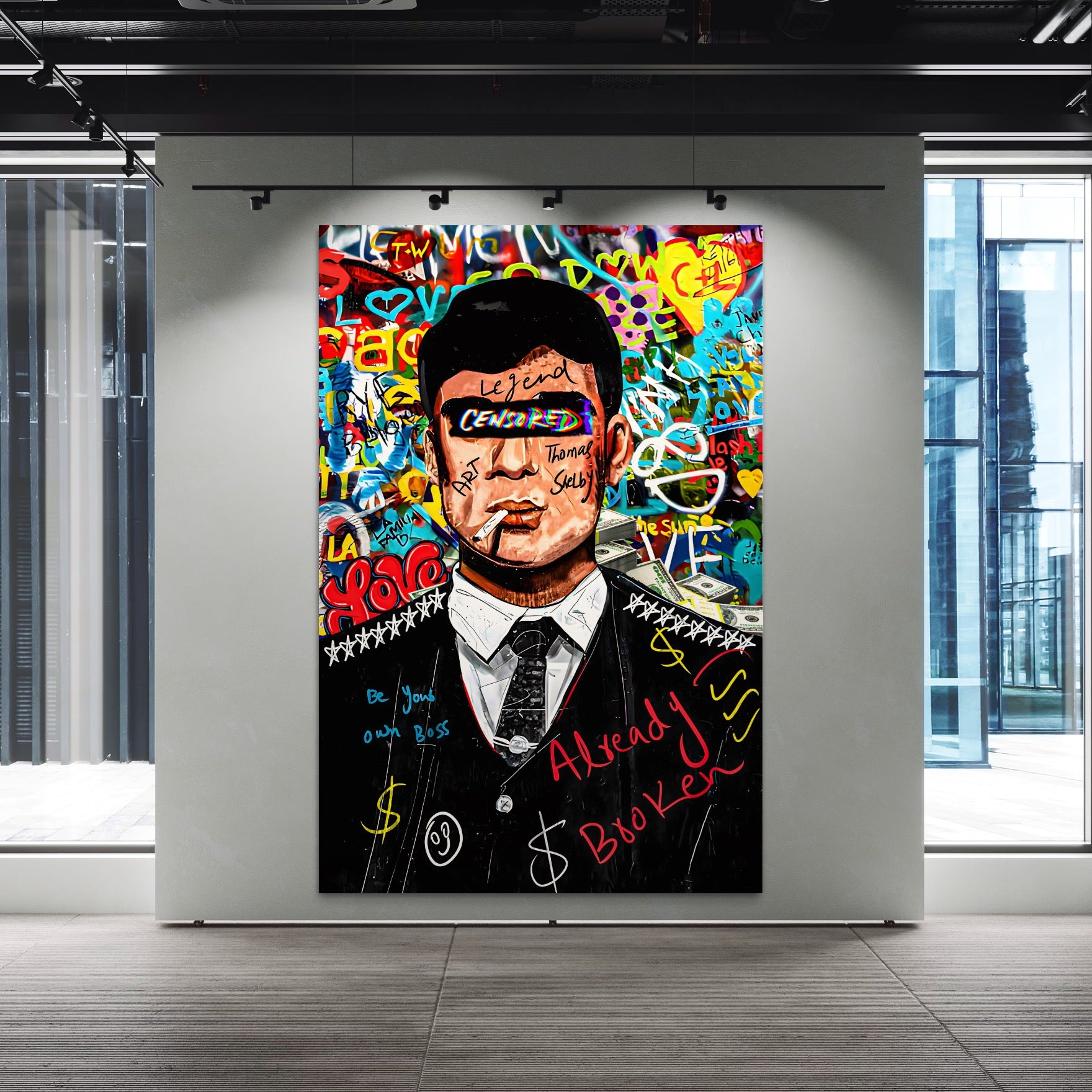 Tablou Canvas Premium LuxCanva® A1190, Tommy Shelby , Personaj, Living, Peaky Blinders, Multicolor, Culori Vibrante