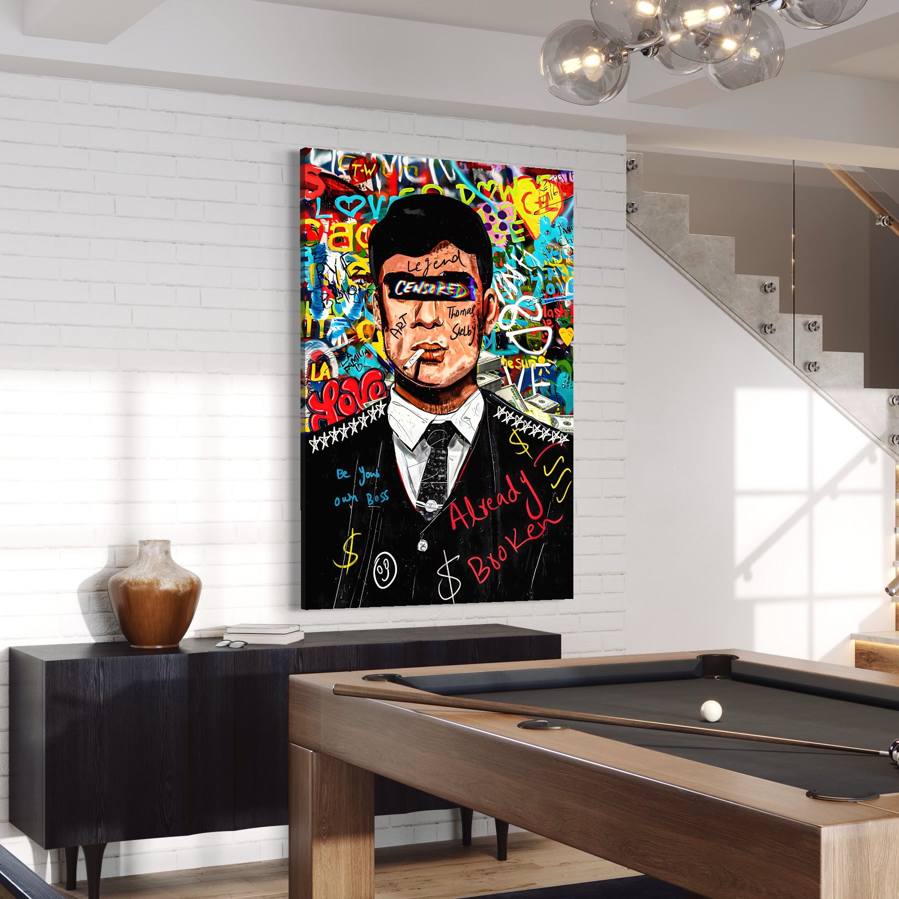 Tablou Canvas Premium LuxCanva® A1190, Tommy Shelby , Personaj, Living, Peaky Blinders, Multicolor, Culori Vibrante