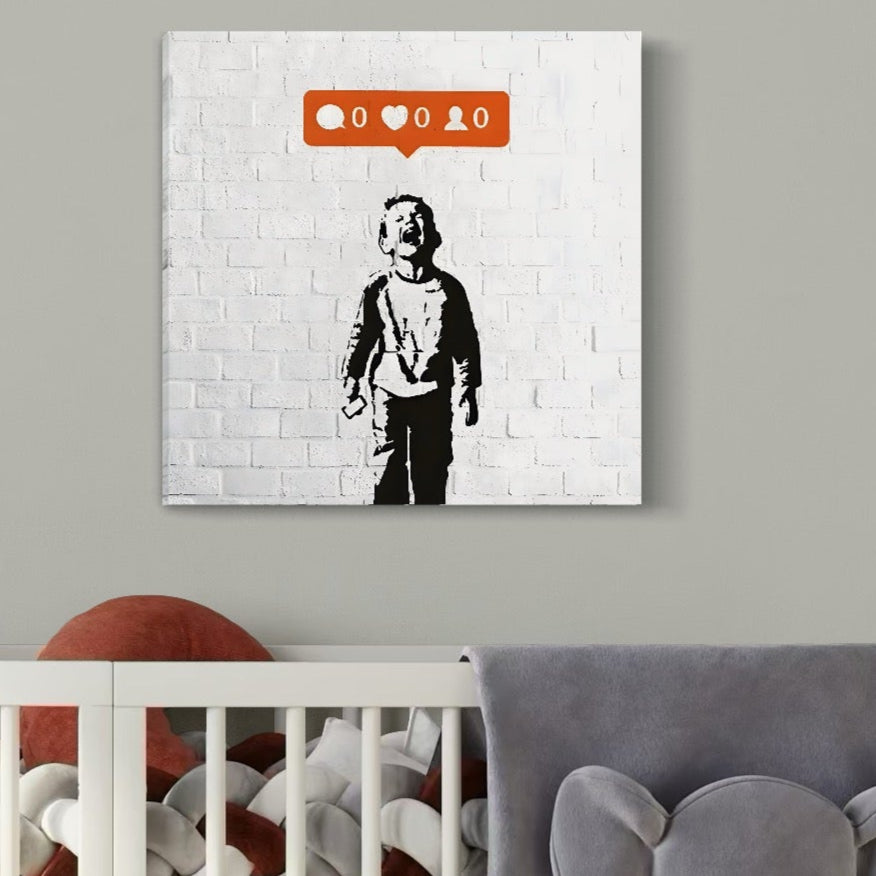 Tablou Canvas Premium LuxCanva® C1110, Social Media Addiction , Copil, Zambet, Game Room, Bar, Relaxare, Culori Vibrante