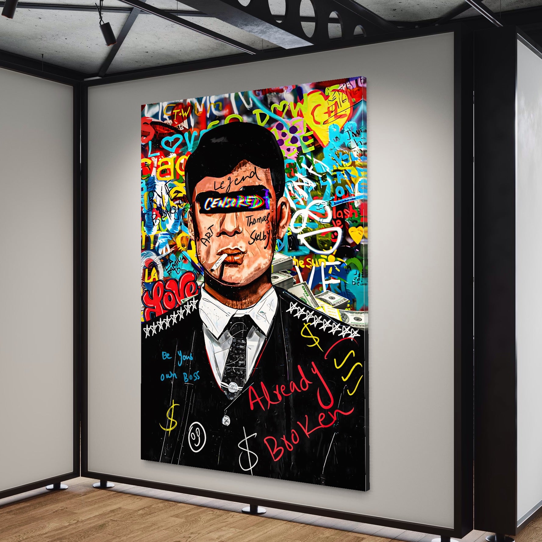 Tablou Canvas Premium LuxCanva® A1190, Tommy Shelby , Personaj, Living, Peaky Blinders, Multicolor, Culori Vibrante