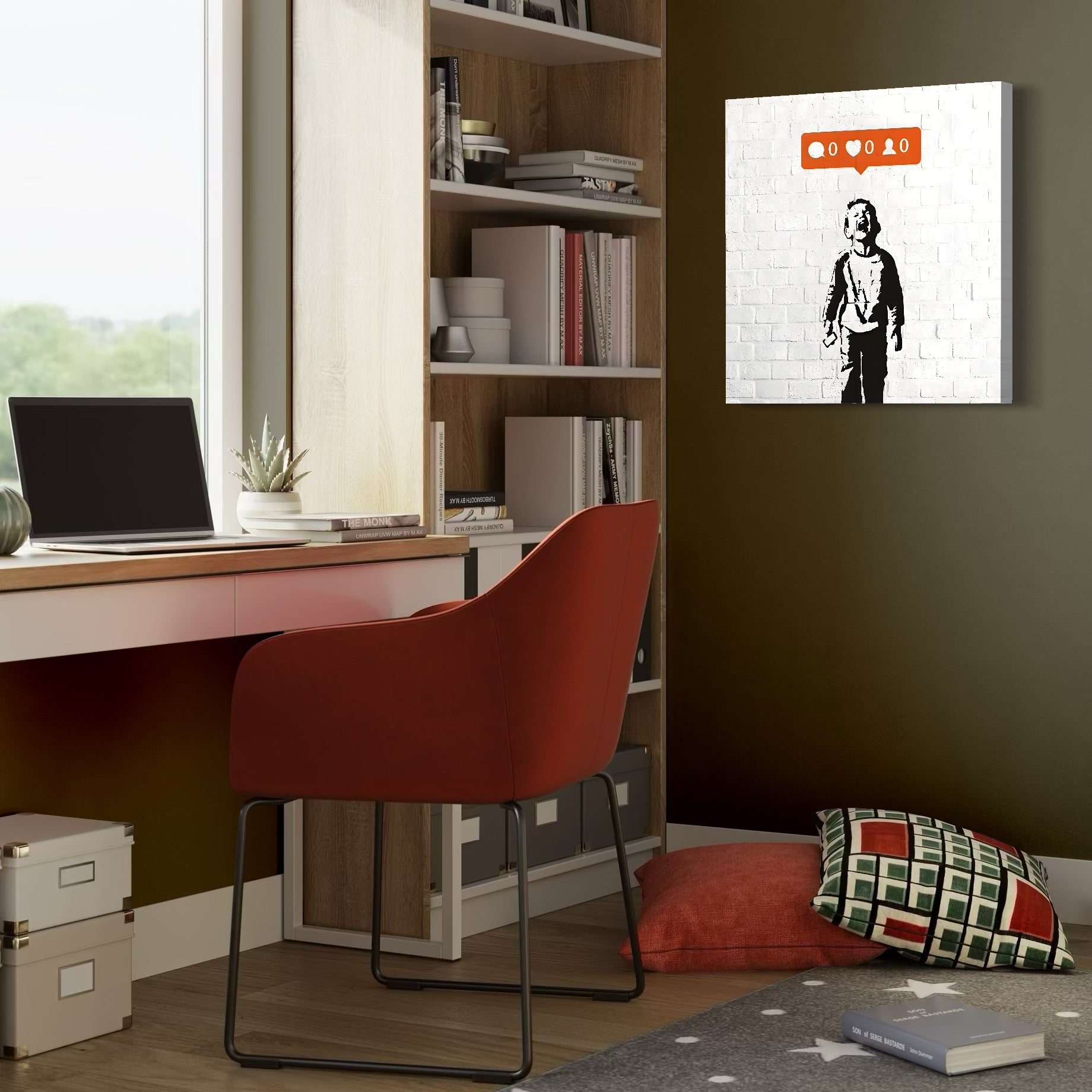 Tablou Canvas Premium LuxCanva® C1110, Social Media Addiction , Copil, Zambet, Game Room, Bar, Relaxare, Culori Vibrante