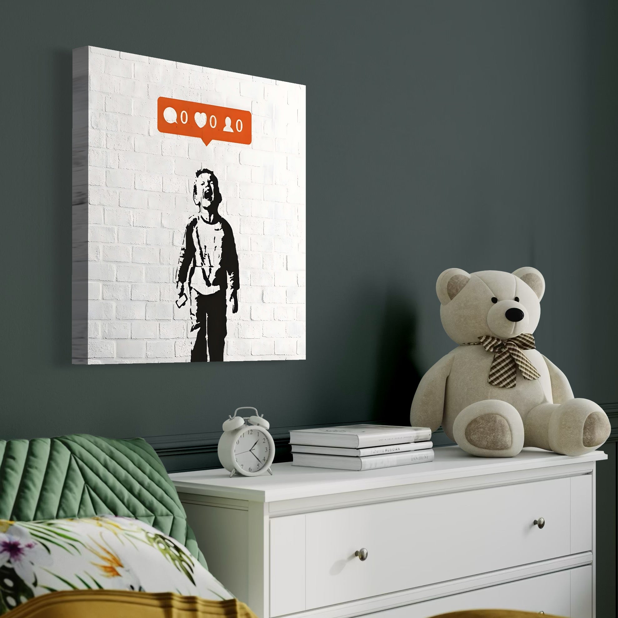 Tablou Canvas Premium LuxCanva® C1110, Social Media Addiction , Copil, Zambet, Game Room, Bar, Relaxare, Culori Vibrante