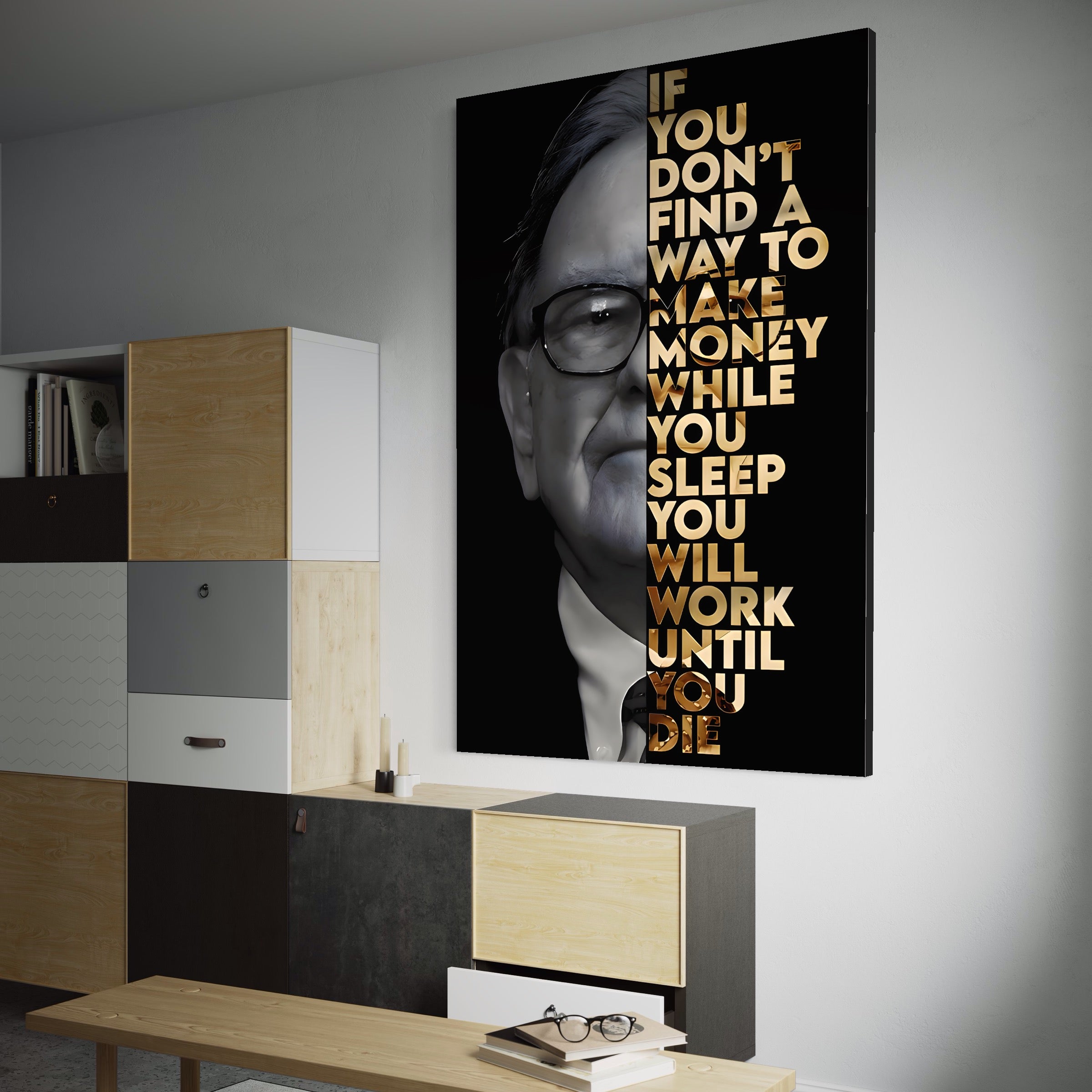 Tablou Canvas Premium LuxCanva® A1187, Warren Buffett , Om De Afacefri, Motivational, Birou, Investitor, Culori Vibrante