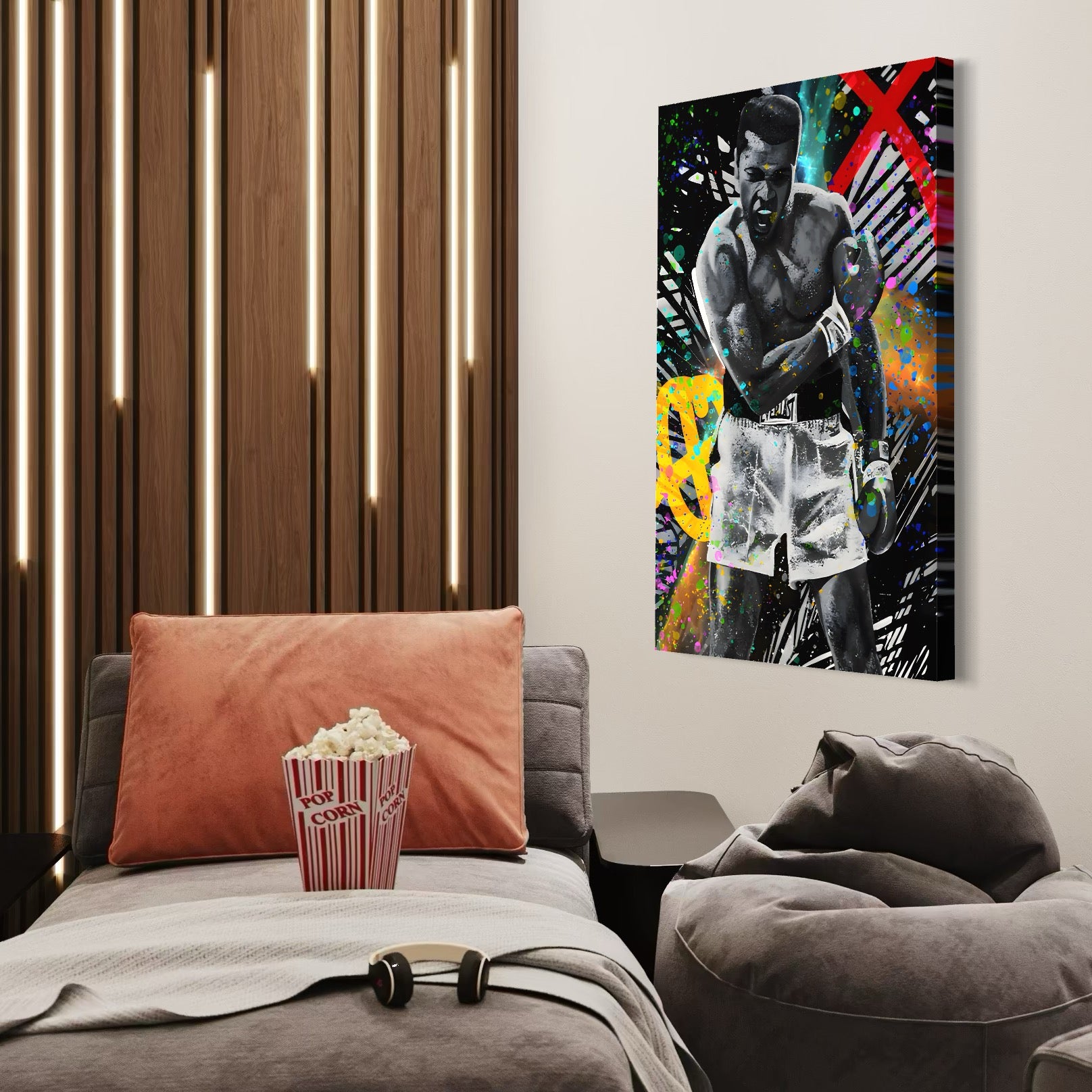 Tablou Canvas Premium LuxCanva® C1114, Marele Muhammad Ali , Culori, Muhammad Ali, Sportiv, GOAT, Game Room, Bar, Relaxare, Culori Vibrante