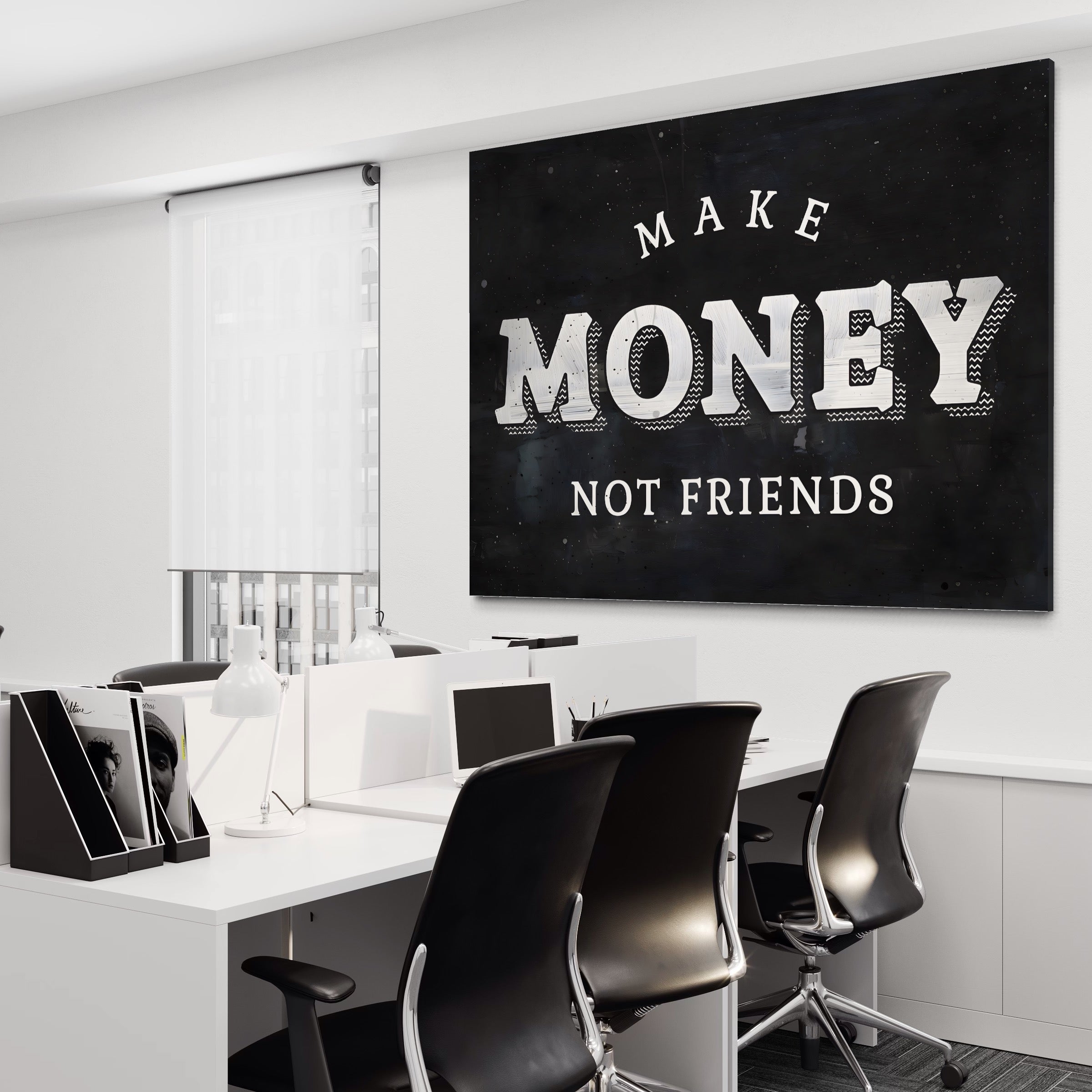 Tablou Canvas Premium LuxCanva® A1171, Make Money Not Friends ,  Motivational, Living, Dormitor, Bani, Culori Vibrante