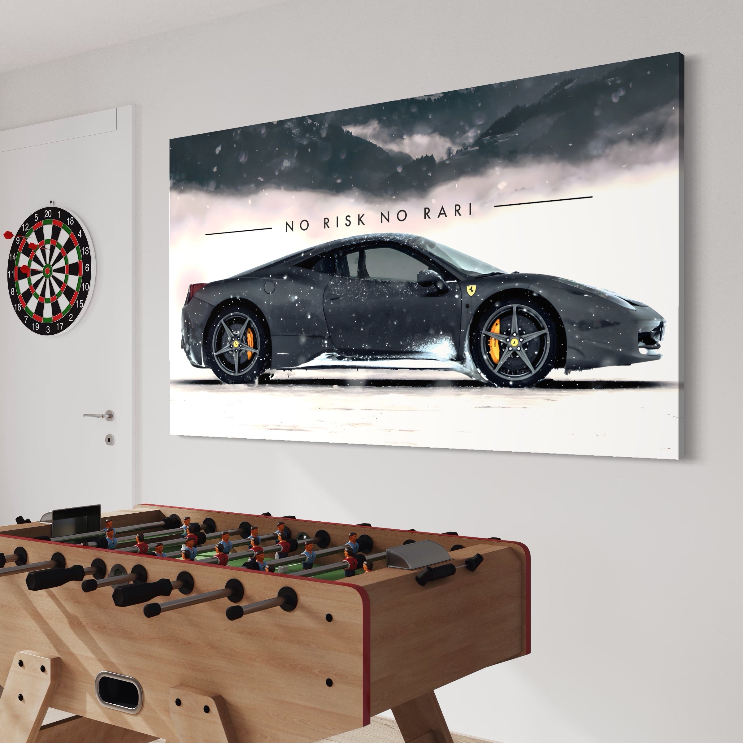 Tablou Canvas Premium LuxCanva® A1170, No Risk No Rari , Motivational, Living, Masina, Ferrari, Dormitor, Culori Vibrante