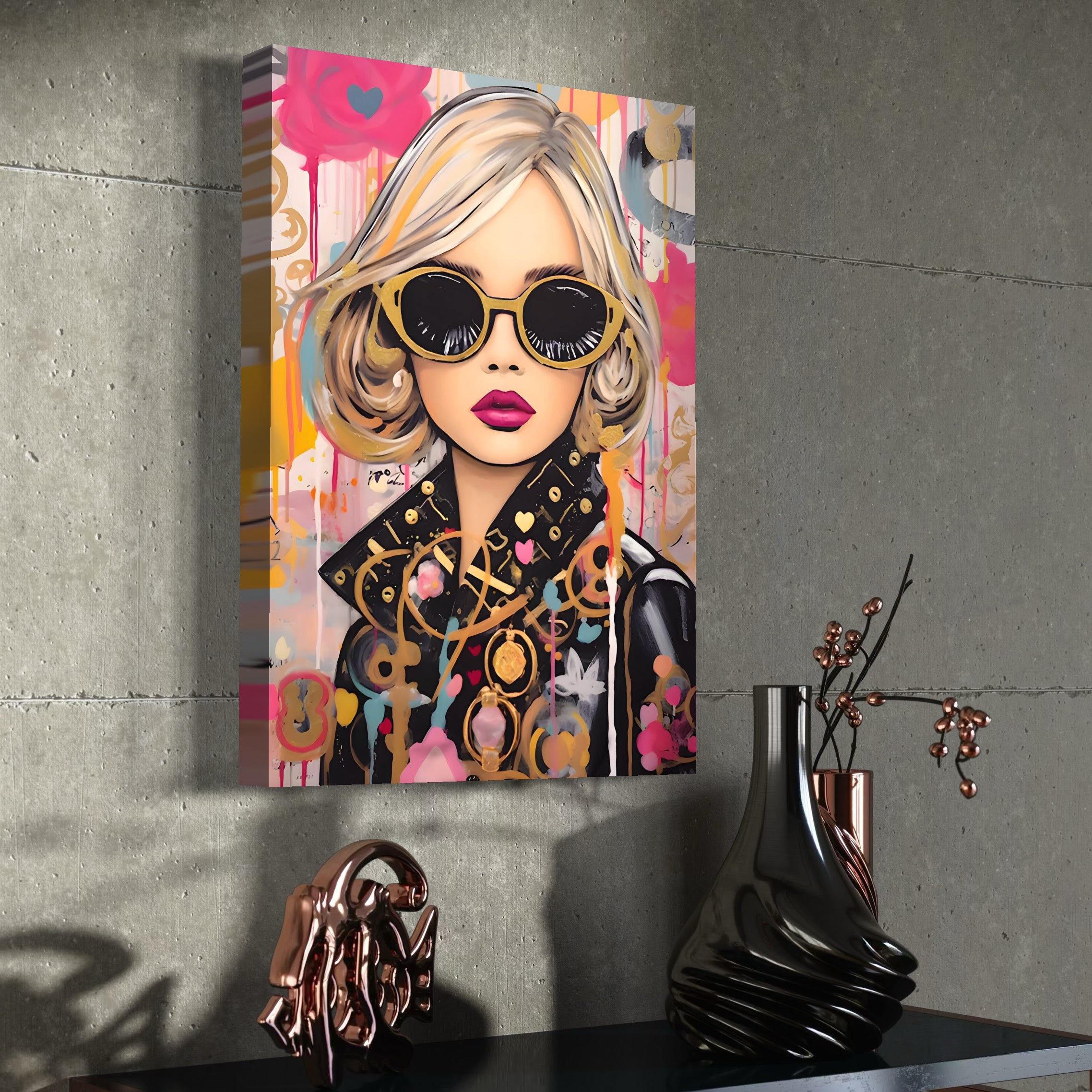 Tablou Canvas Premium LuxCanva® C1123, Fashion Girl Portrait , Culor, Girl, Fashion, Beautiful, Living Room, Bedroom, Relaxare, Culori Vibrante