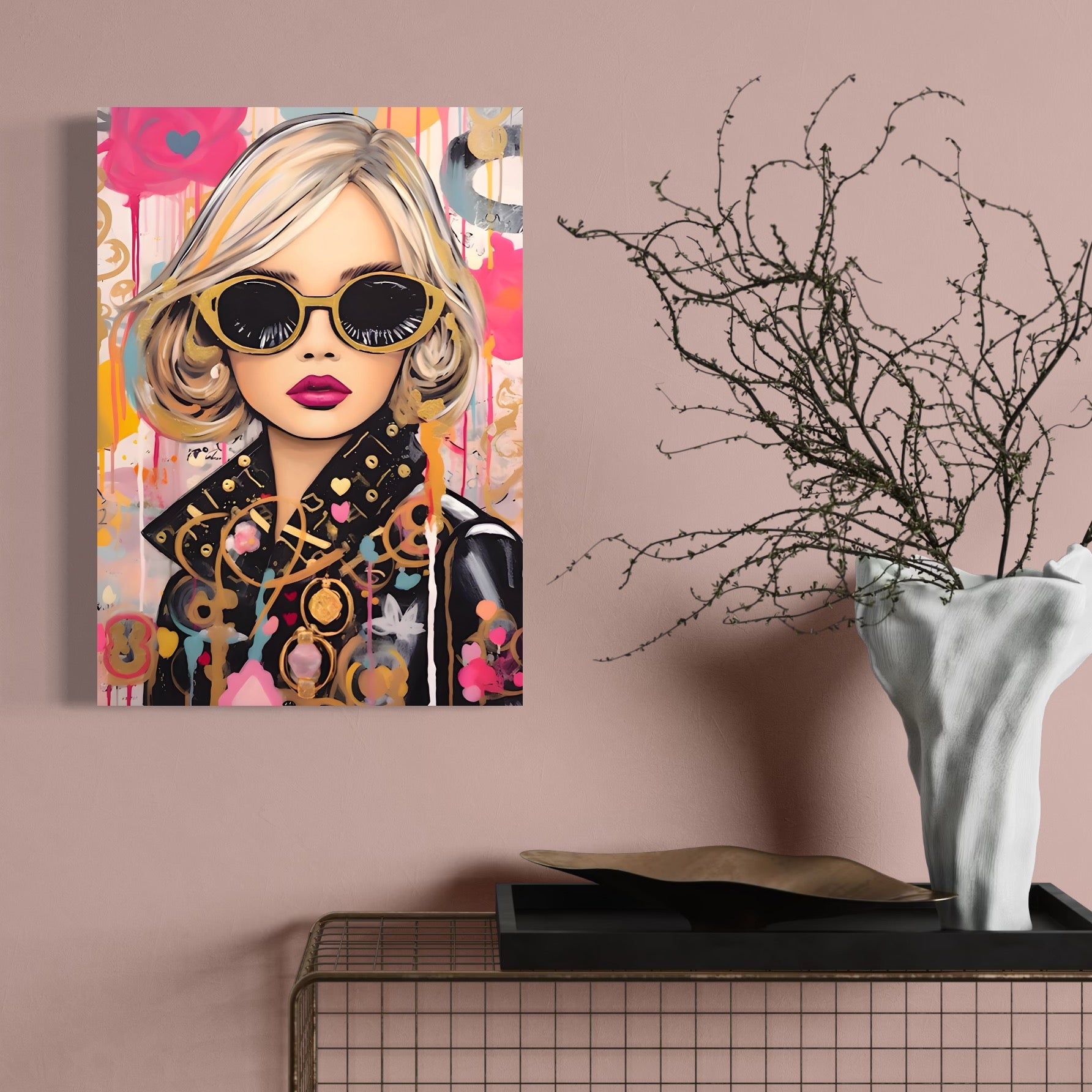 Tablou Canvas Premium LuxCanva® C1123, Fashion Girl Portrait , Culor, Girl, Fashion, Beautiful, Living Room, Bedroom, Relaxare, Culori Vibrante