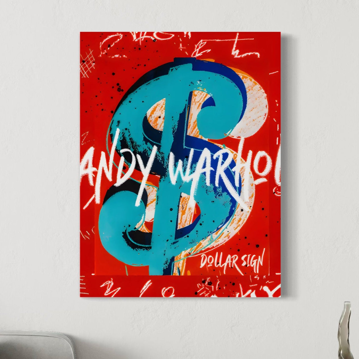 Tablou Canvas Premium LuxCanva® C1129, The Sign Of Power , Culori, Dollar Sign, Warhol, Pop Art, Living Room, Bar, Relaxare, Culori Vibrante