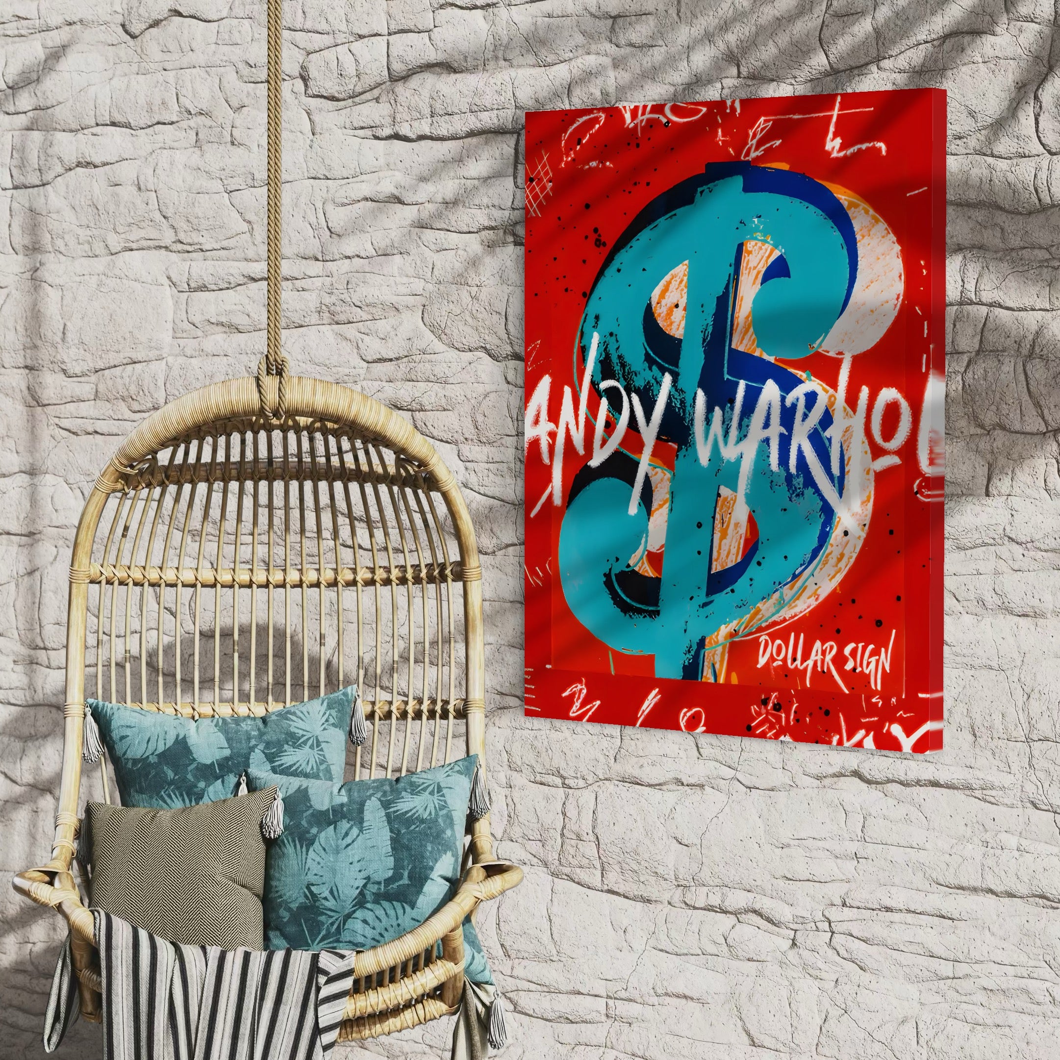 Tablou Canvas Premium LuxCanva® C1129, The Sign Of Power , Culori, Dollar Sign, Warhol, Pop Art, Living Room, Bar, Relaxare, Culori Vibrante