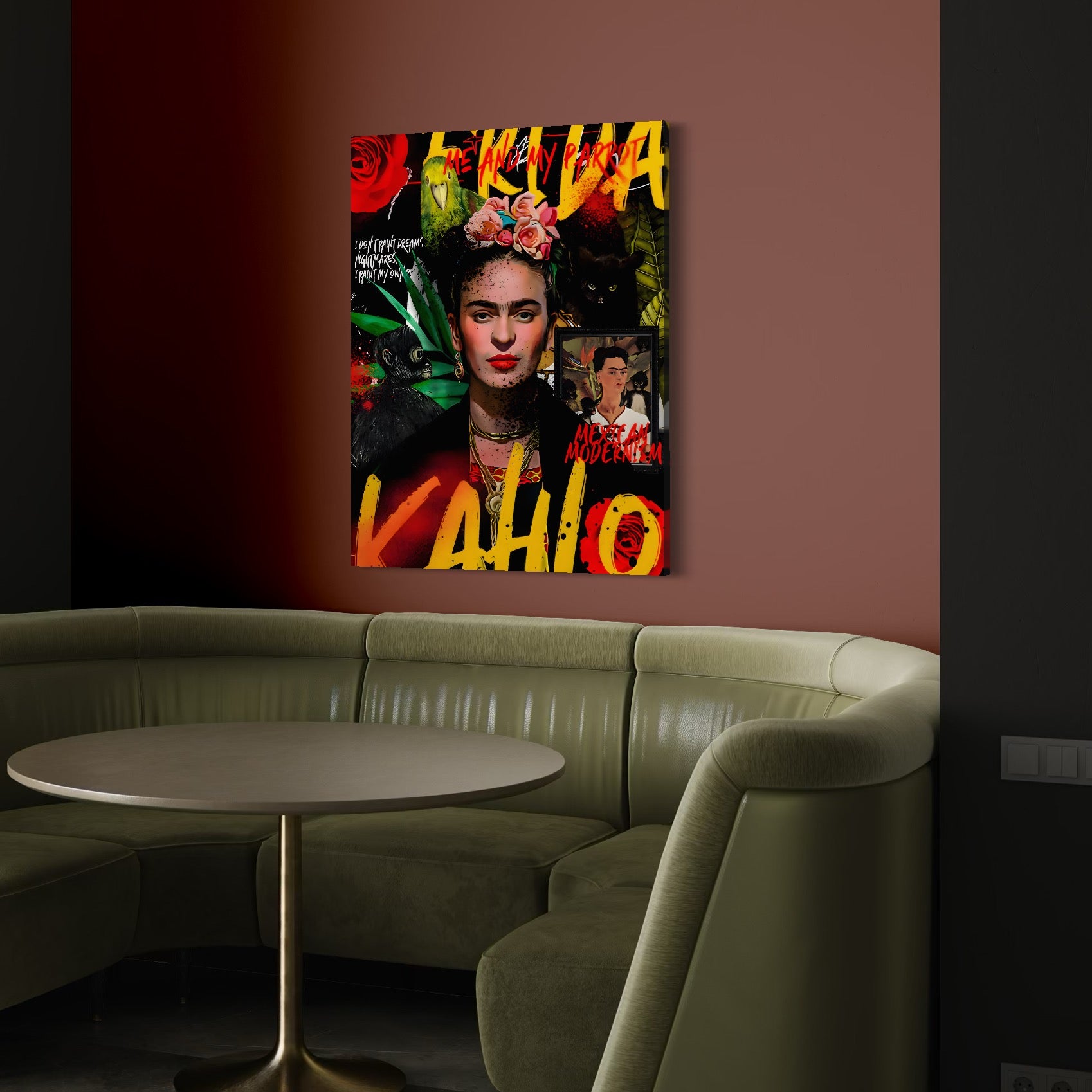 Tablou Canvas Premium LuxCanva® C1130, Frida Kahlo The Artist , Culori, Painter, Women, Pop Art, Living Room, Dining Room, Relaxare, Culori Vibrante