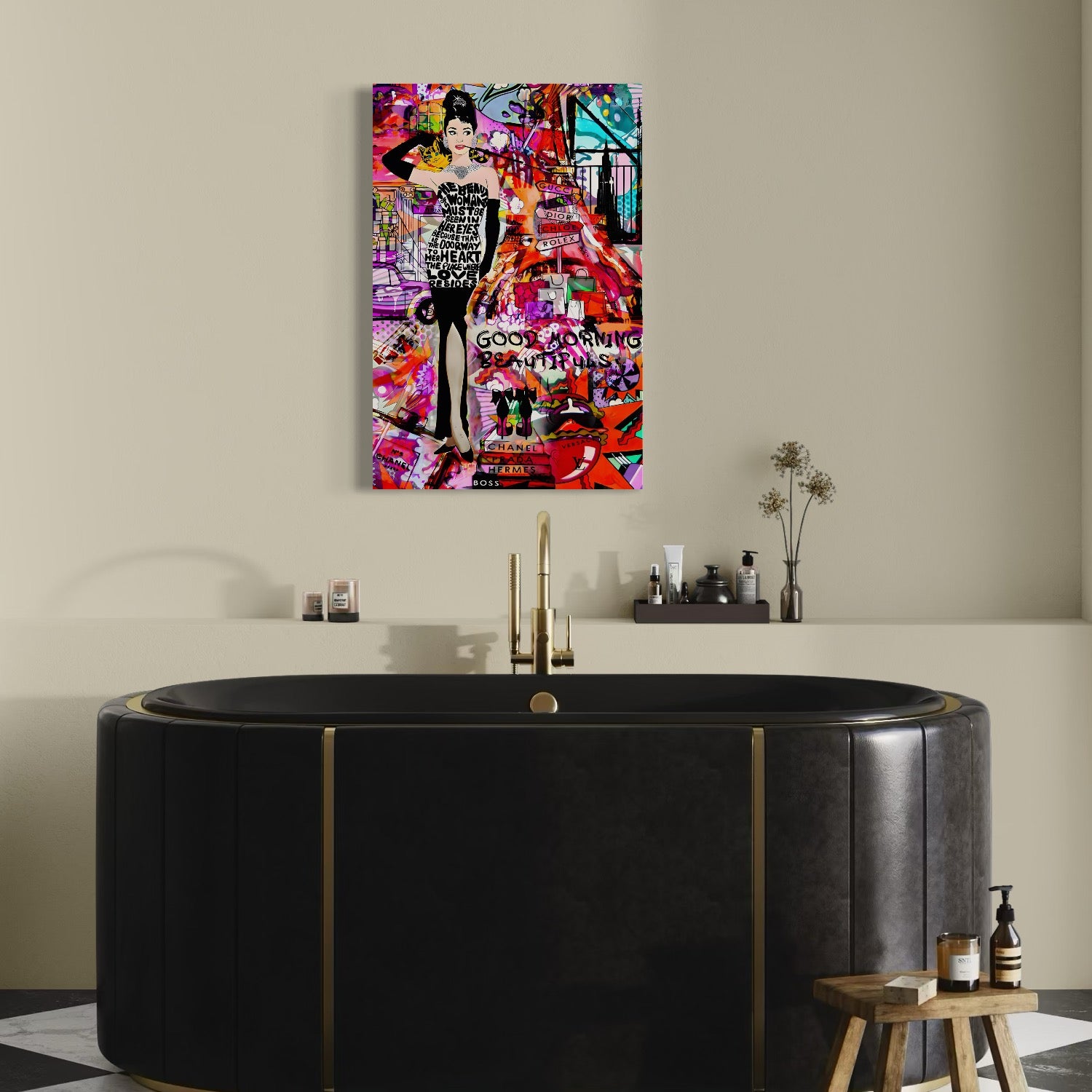 Tablou Canvas Premium LuxCanva® C1133, All About Brands , Culori, Pop Art Painting, Girl, Brands, Living Room, Bar, Relaxare, Culori Vibrante