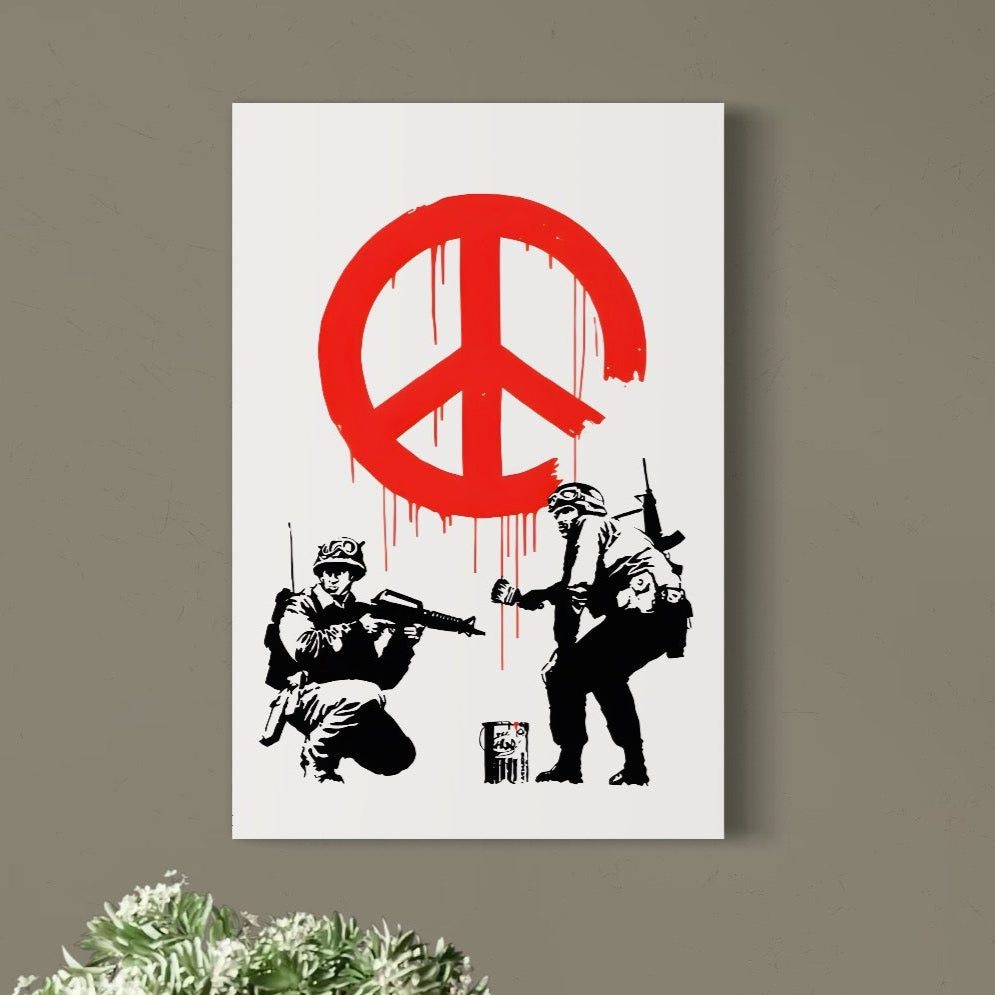 Tablou Canvas Premium LuxCanva® C1134, No War Just Peace , Culori, Army, Soldier, World, Living Room, Bar, Relaxare, Culori Vibrante