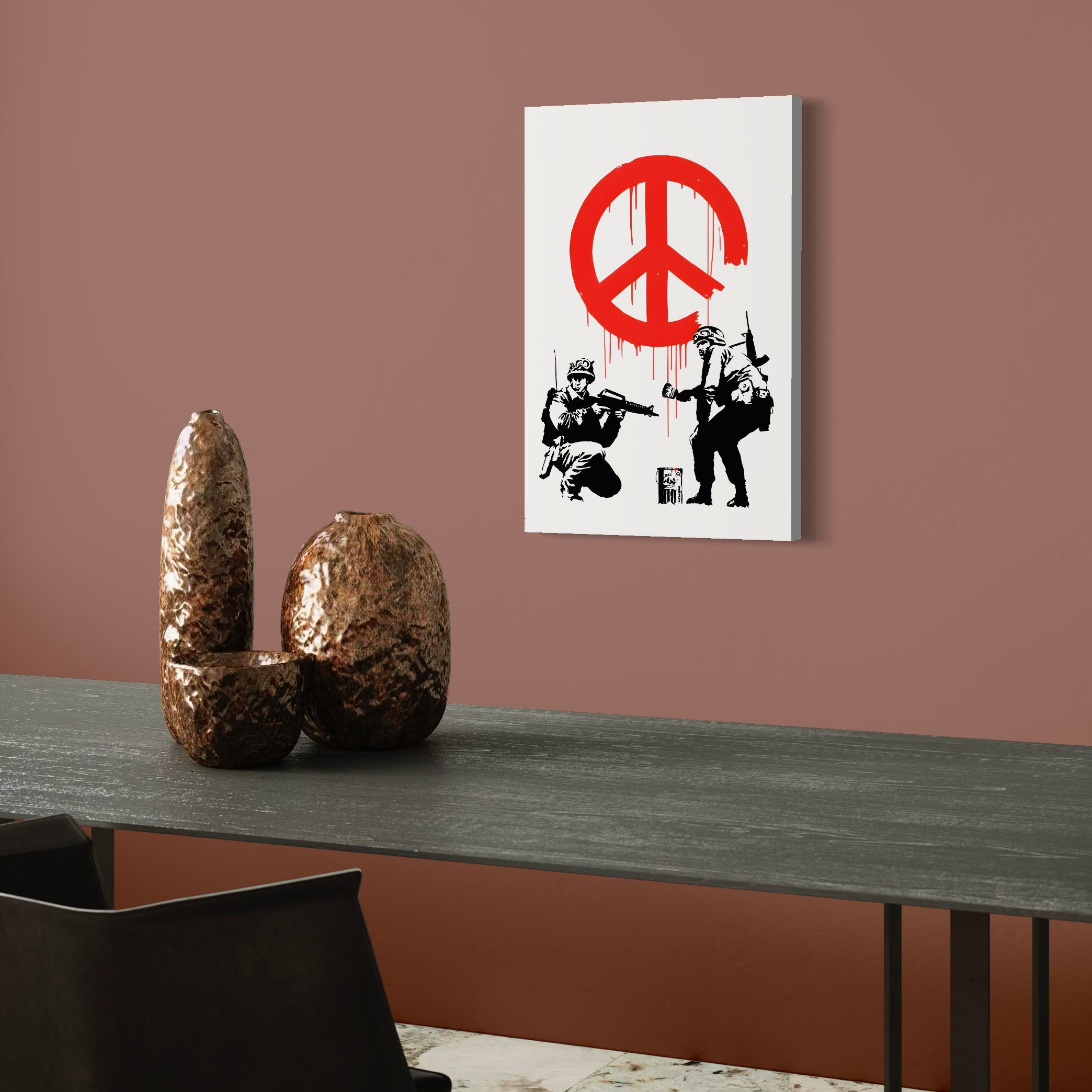 Tablou Canvas Premium LuxCanva® C1134, No War Just Peace , Culori, Army, Soldier, World, Living Room, Bar, Relaxare, Culori Vibrante