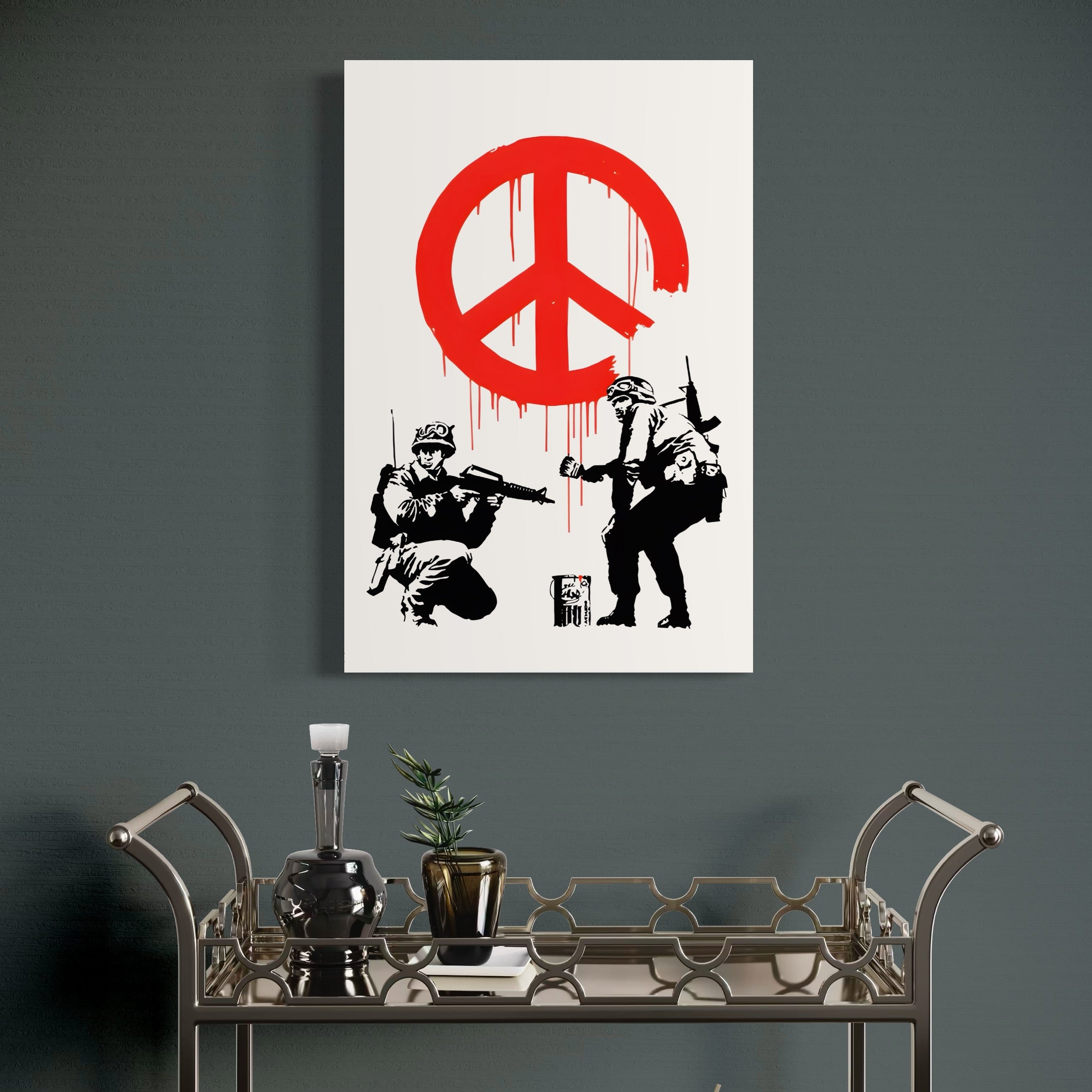 Tablou Canvas Premium LuxCanva® C1134, No War Just Peace , Culori, Army, Soldier, World, Living Room, Bar, Relaxare, Culori Vibrante
