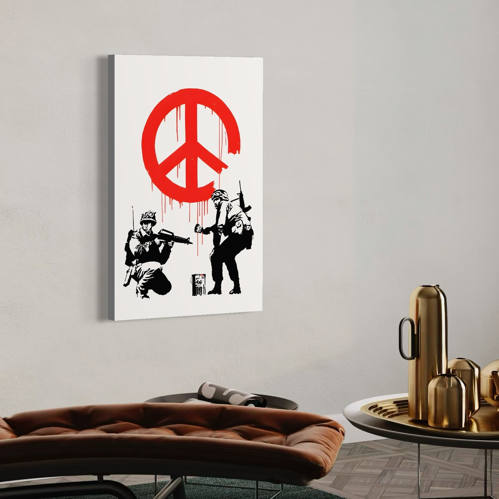 Tablou Canvas Premium LuxCanva® C1134, No War Just Peace , Culori, Army, Soldier, World, Living Room, Bar, Relaxare, Culori Vibrante