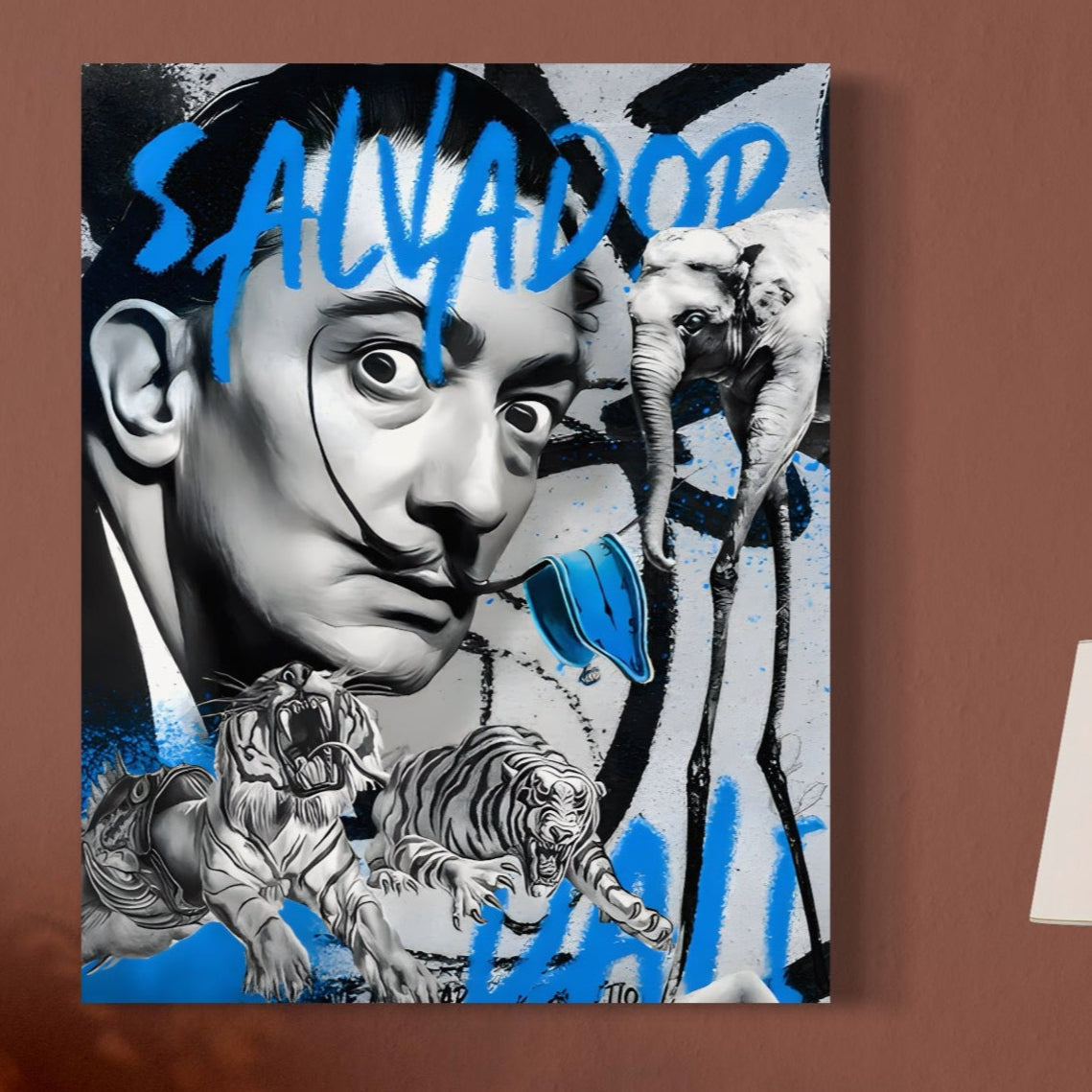 Tablou Canvas Premium LuxCanva® C1135, Abstract Painting By Salvador Dali , Culori, Lions, Elephants, Safari, Living Room, Bar, Relaxare, Culori Vibrante