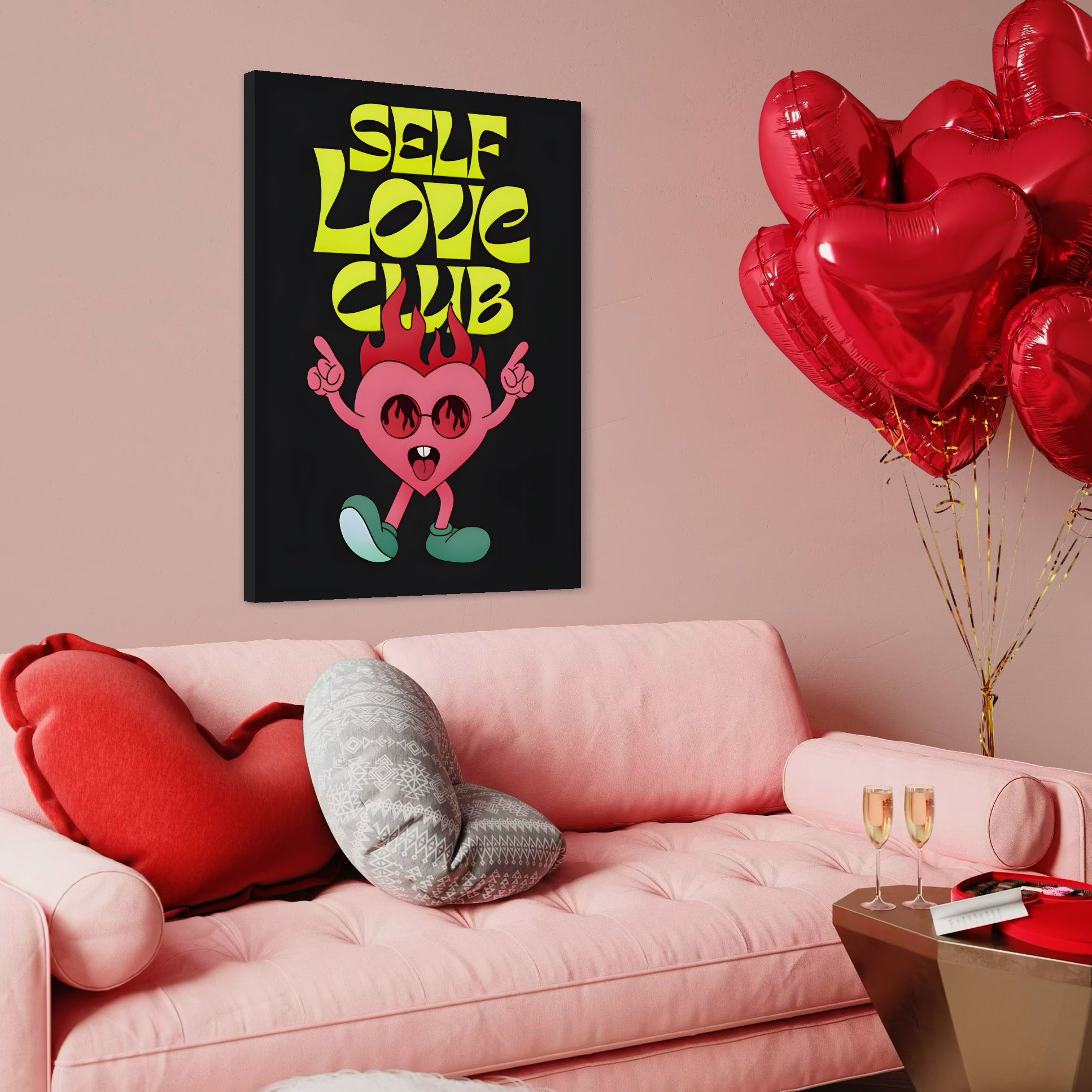 Tablou Canvas Premium LuxCanva® C1136, Happy Dancing Heart , Culori, Joy, Party, Happinness, Living Room, Bar, Relaxare, Culori Vibrante