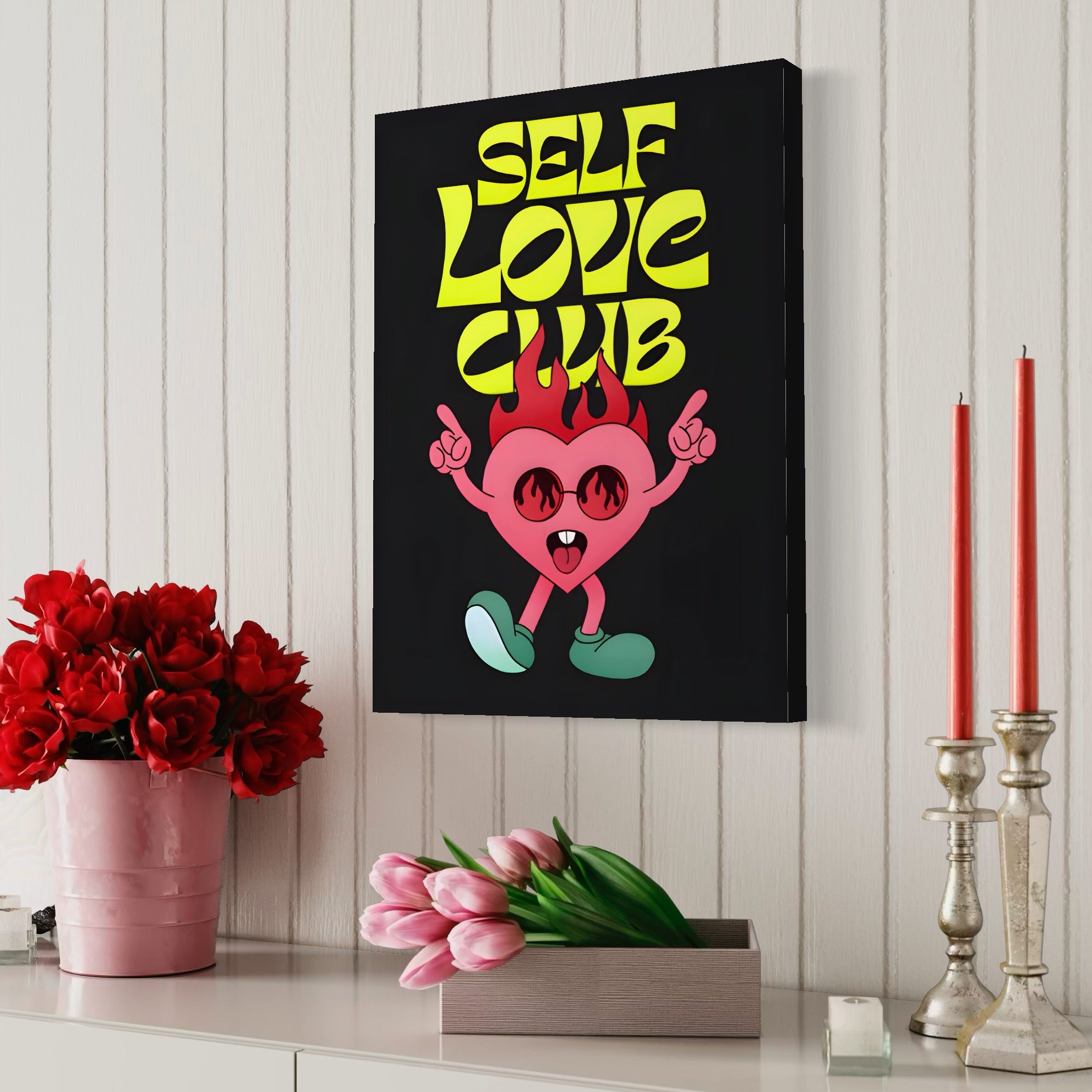 Tablou Canvas Premium LuxCanva® C1136, Happy Dancing Heart , Culori, Joy, Party, Happinness, Living Room, Bar, Relaxare, Culori Vibrante