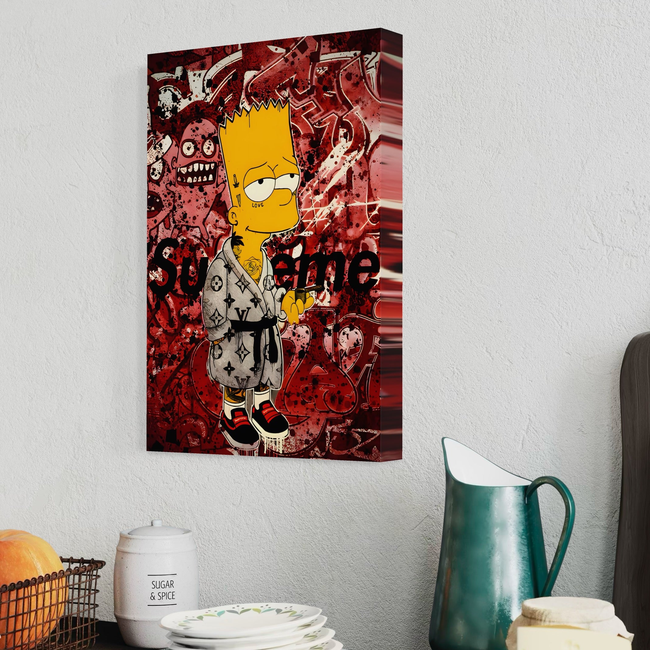 Tablou Canvas Premium LuxCanva® C1138, Smoking Bart , Culori, Cartoons, Simpson, Brands, Living Room, Game Room, Relaxare, Culori Vibrante