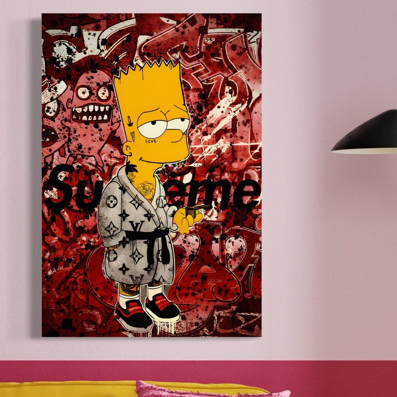 Tablou Canvas Premium LuxCanva® C1138, Smoking Bart , Culori, Cartoons, Simpson, Brands, Living Room, Game Room, Relaxare, Culori Vibrante