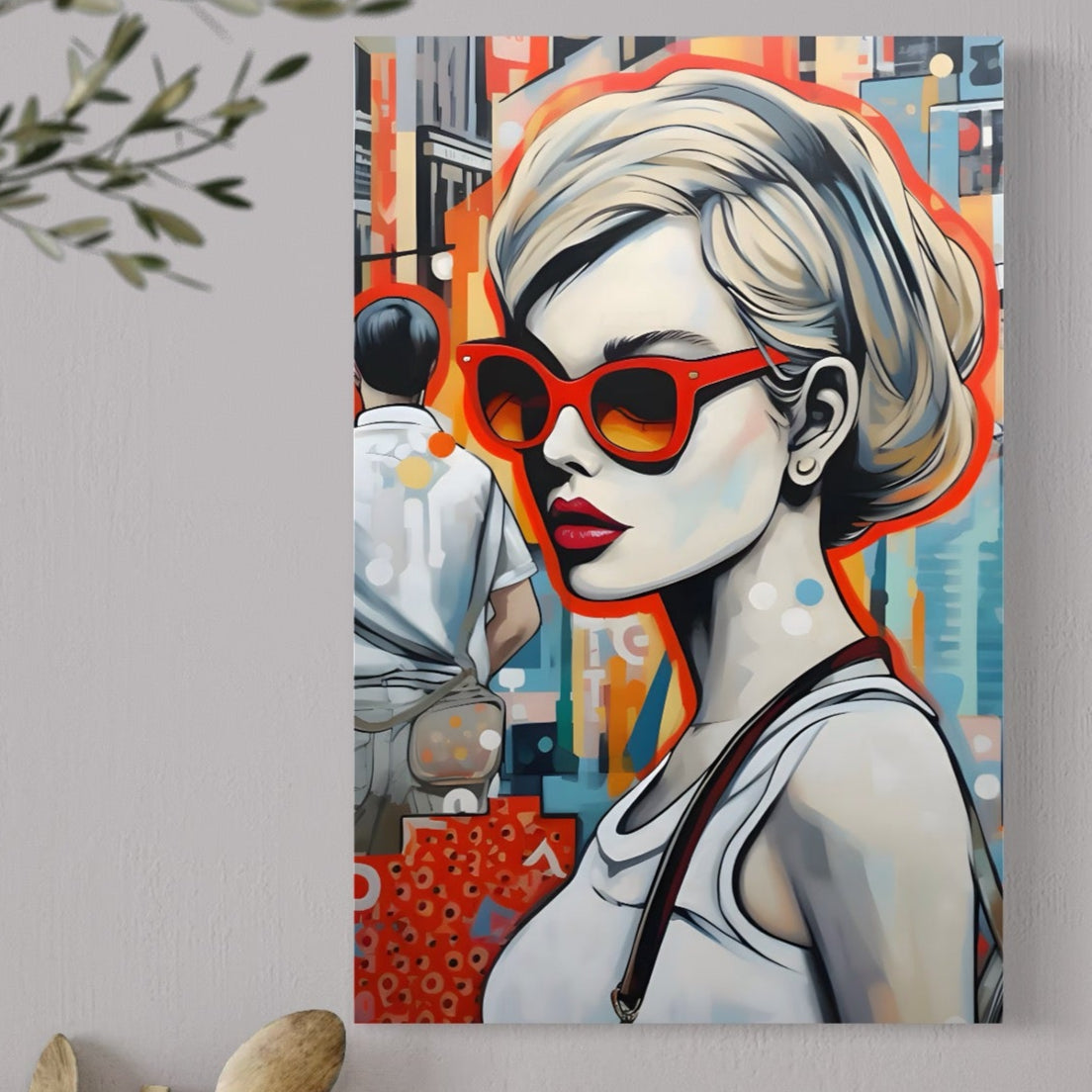 Tablou Canvas Premium LuxCanva® C1139, Picture Of Beautiful Girl , Culori, City, Sunglasses, Living Room, Bar, Relaxare, Culori Vibrante