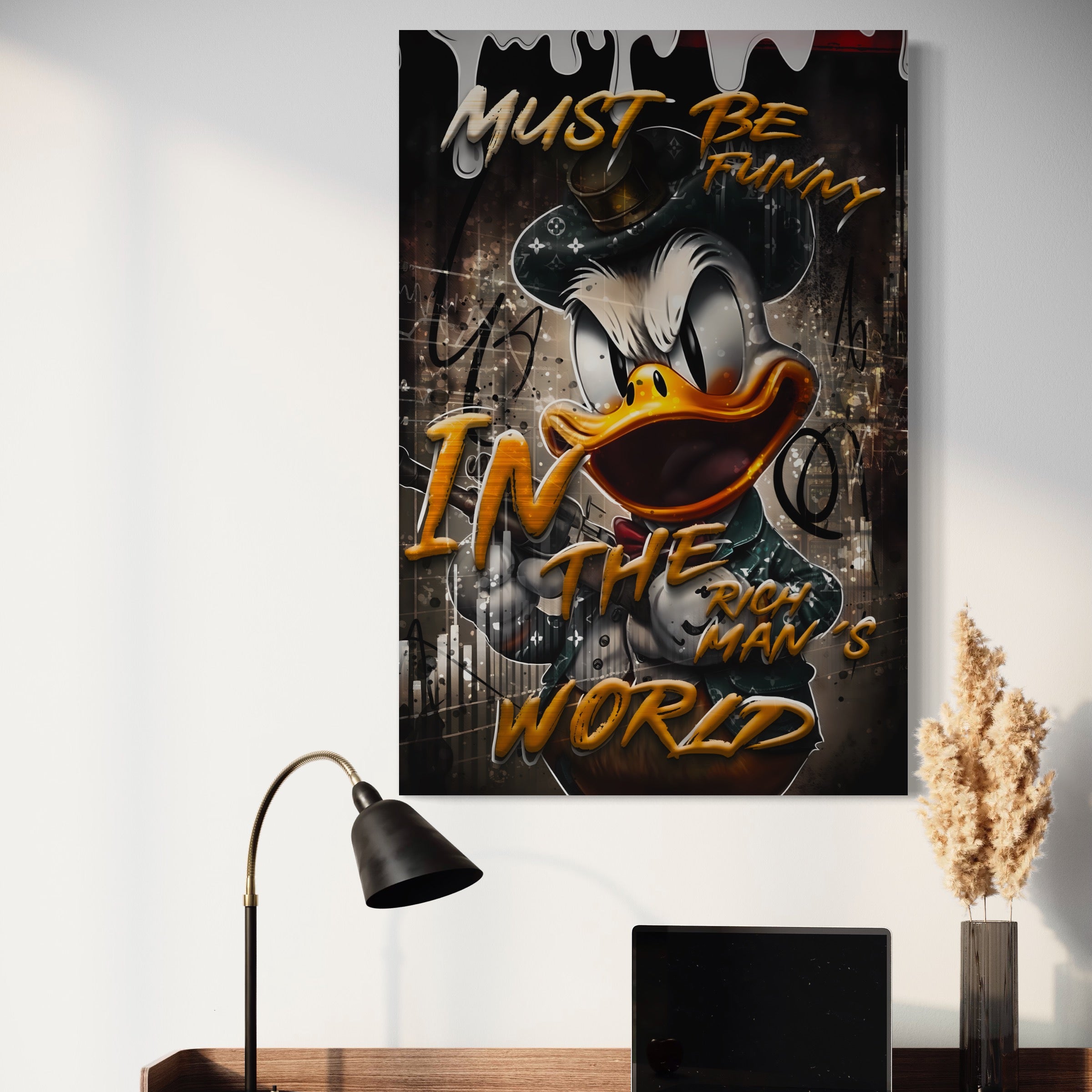 Tablou Canvas Premium LuxCanva® A1169, Must Be Funny , Decorativ, Living, Scrooge McDuck, Desene Animate, Dormitor, Culori Vibrante