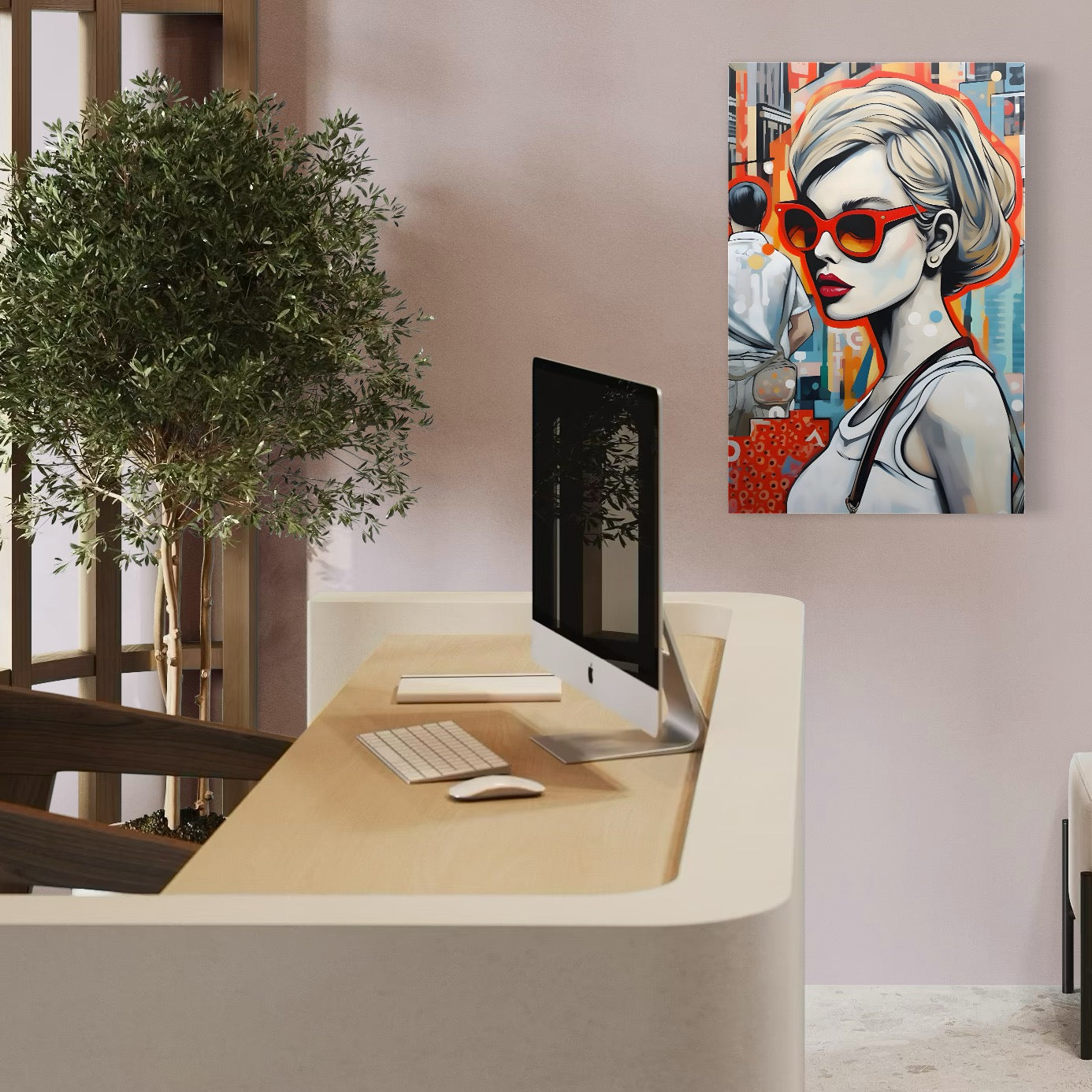 Tablou Canvas Premium LuxCanva® C1139, Picture Of Beautiful Girl , Culori, City, Sunglasses, Living Room, Bar, Relaxare, Culori Vibrante