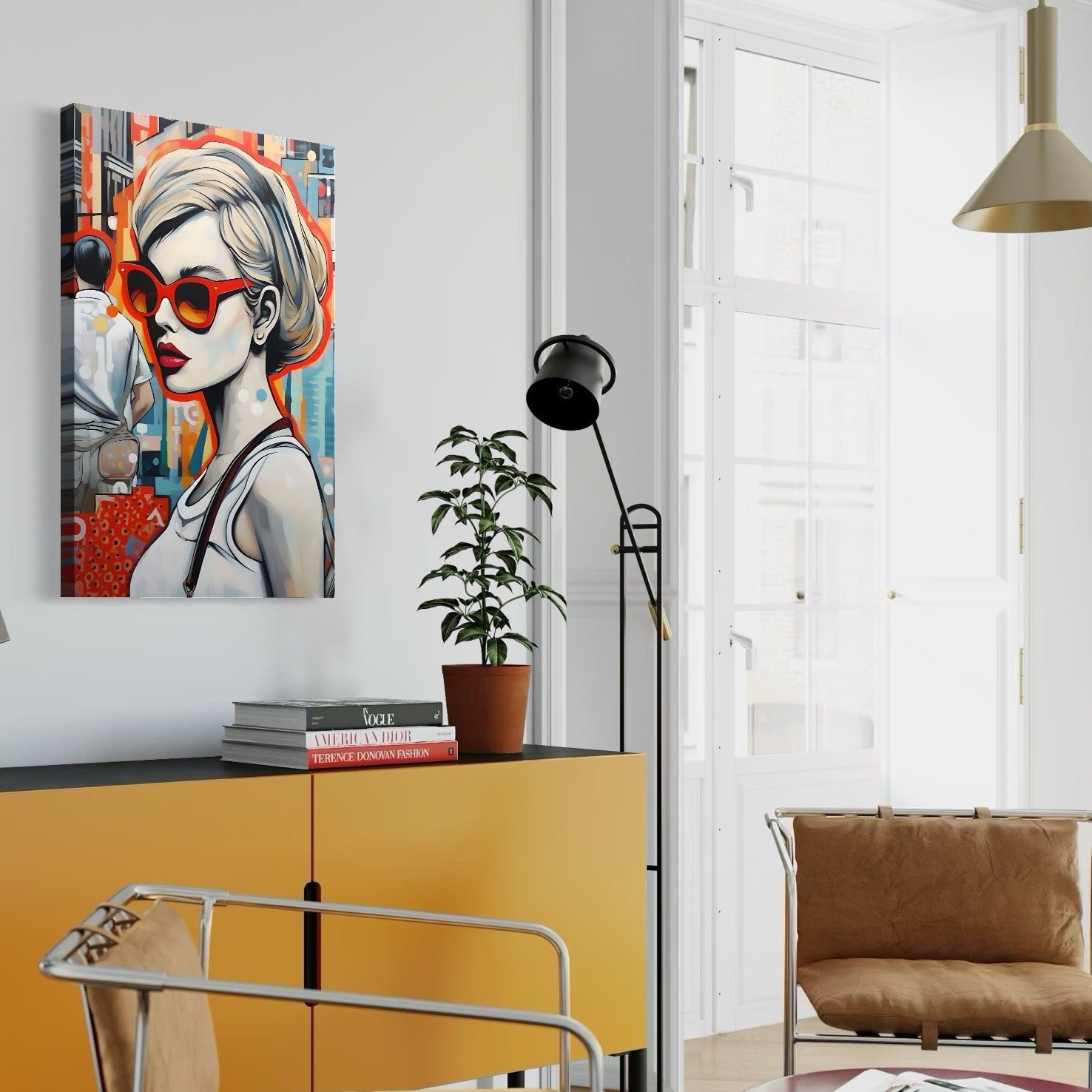 Tablou Canvas Premium LuxCanva® C1139, Picture Of Beautiful Girl , Culori, City, Sunglasses, Living Room, Bar, Relaxare, Culori Vibrante