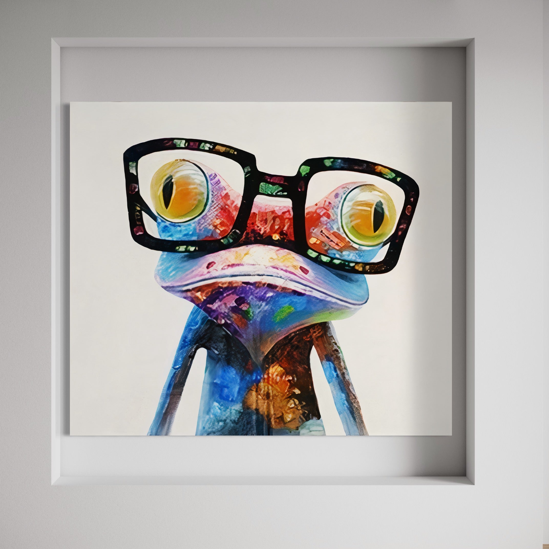 Tablou Canvas Premium LuxCanva® A1168, Crazy Frog , Decorativ, Living, Broasca, Ochelari, Culori Vibrante