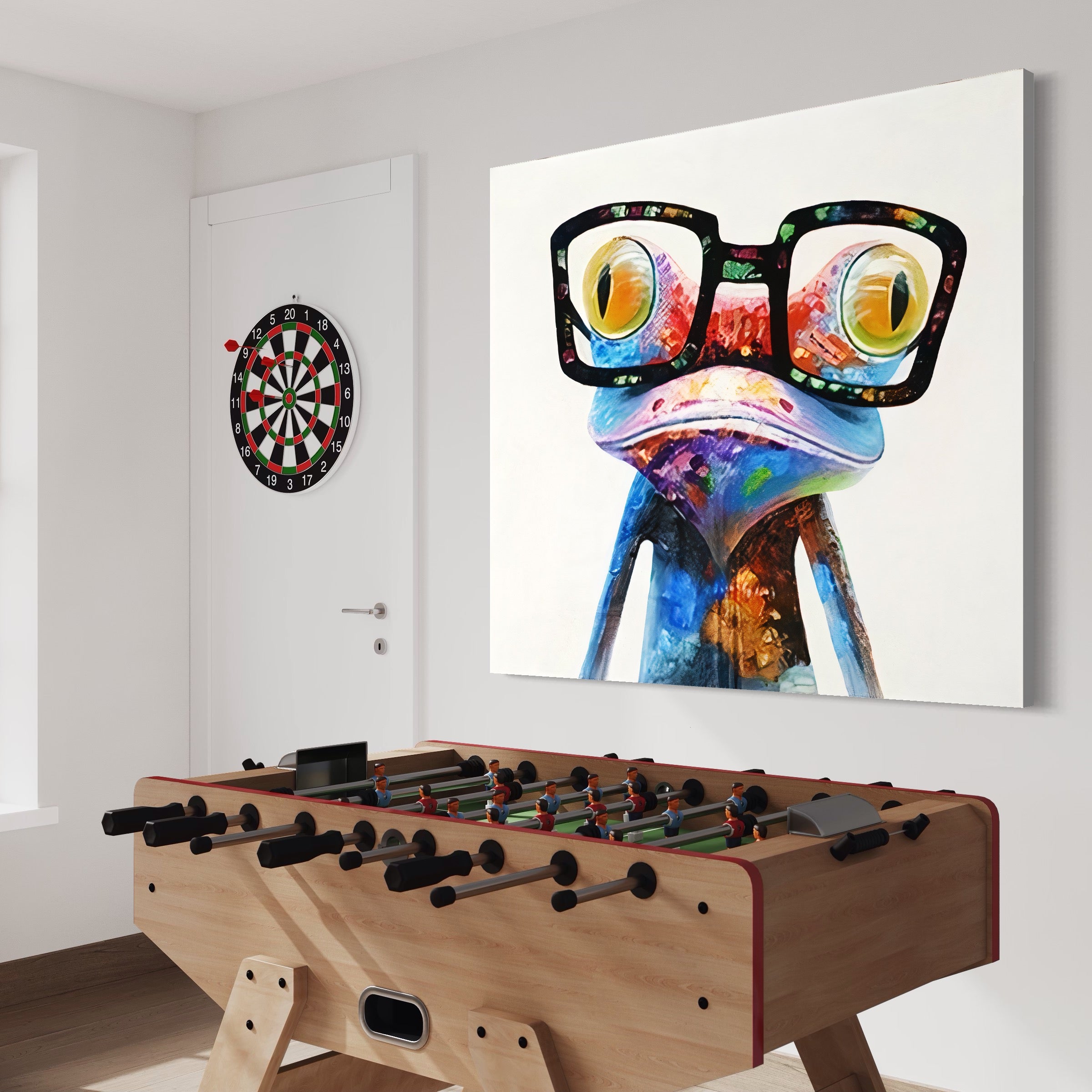 Tablou Canvas Premium LuxCanva® A1168, Crazy Frog , Decorativ, Living, Broasca, Ochelari, Culori Vibrante