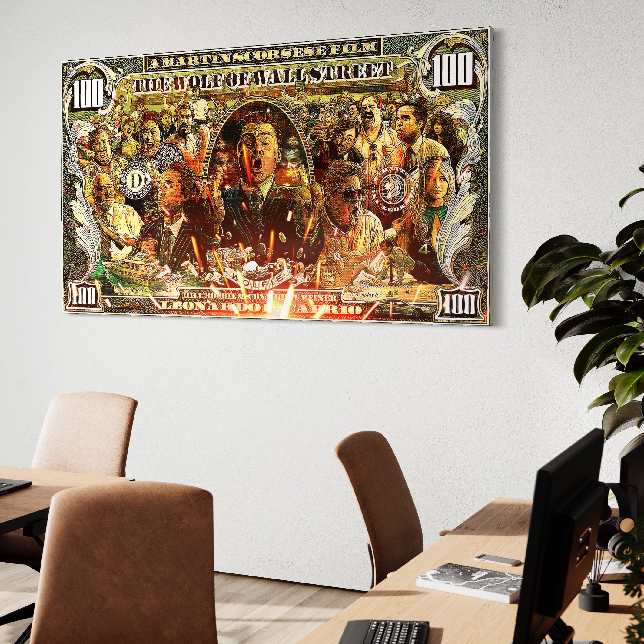 Tablou Canvas Premium LuxCanva® A1164, Wall Street , Decorativ, Film American, DiCaprio, The Wolf, Culori Vibrante