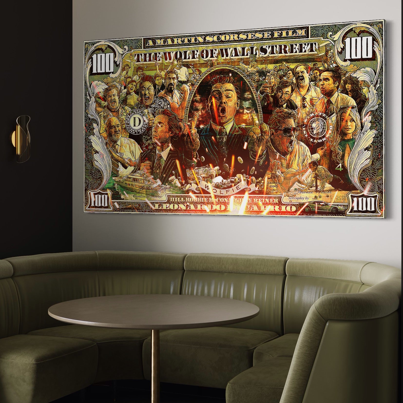 Tablou Canvas Premium LuxCanva® A1164, Wall Street , Decorativ, Film American, DiCaprio, The Wolf, Culori Vibrante